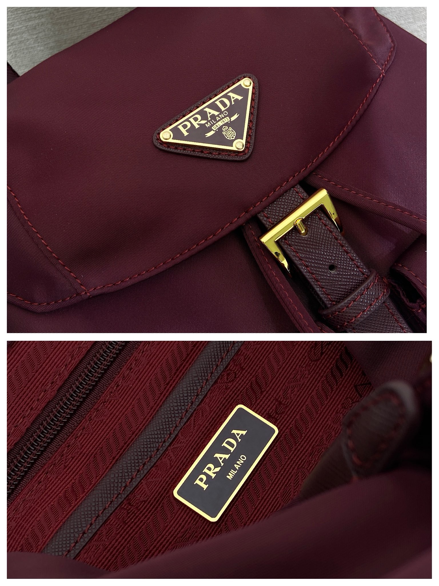 Prada Burgundy Nylon Backpack