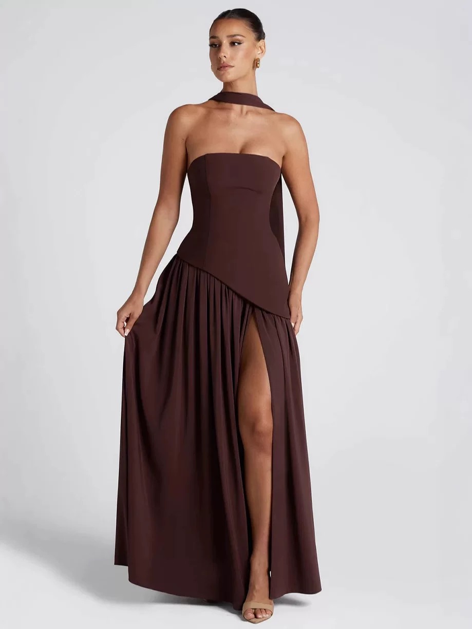 Elegant Strapless choker  Evening Gown