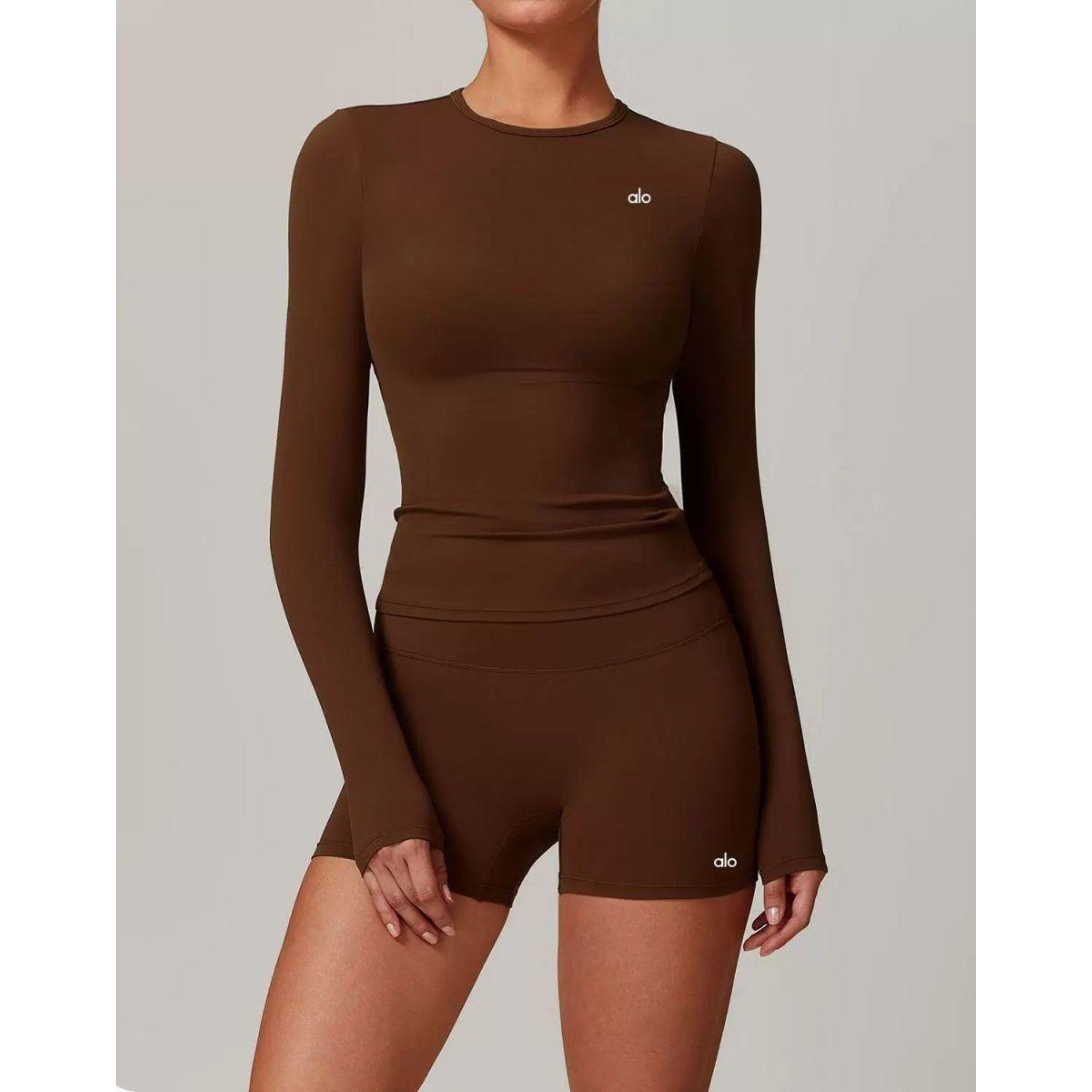 Alo Yoga Brown Zip-Up Bodysuit