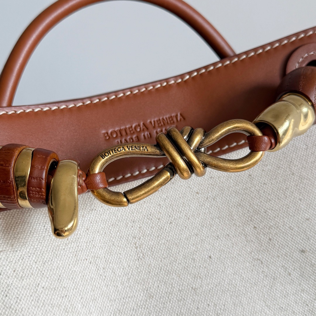 Bottega Veneta Canvas and Leather Handbag