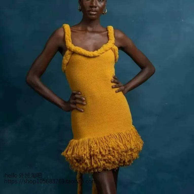 Handmade Mustard Yellow Knit Dress