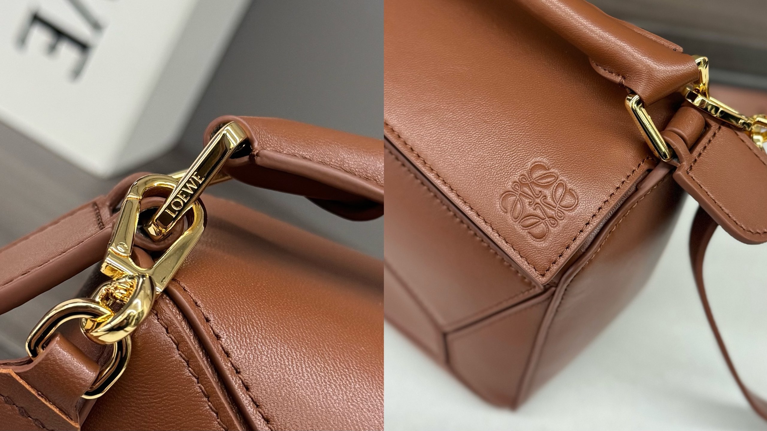 LOEWE Brown Geometric Leather Handbag