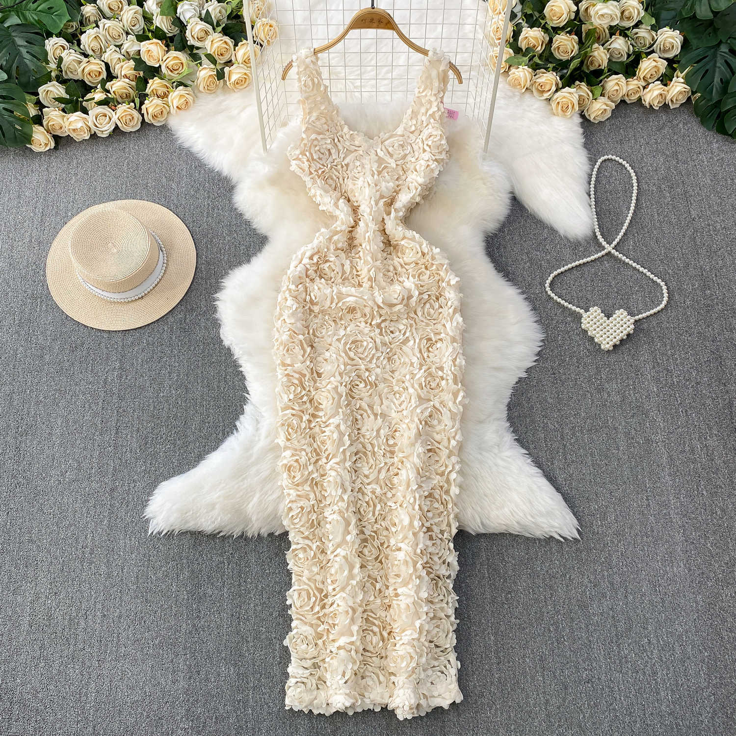 Elegant Rosette Maxi Dress