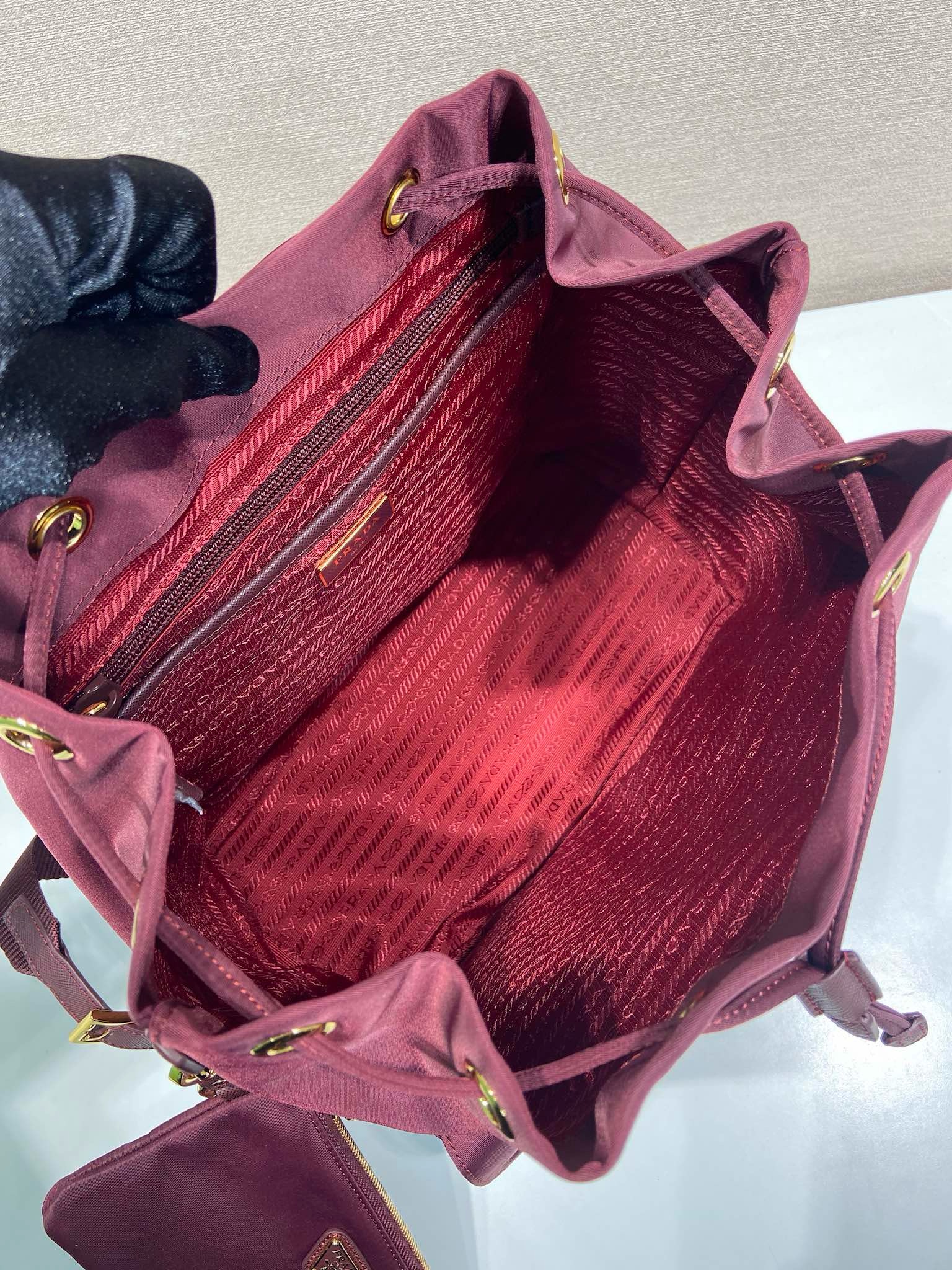 Prada Burgundy Nylon Backpack
