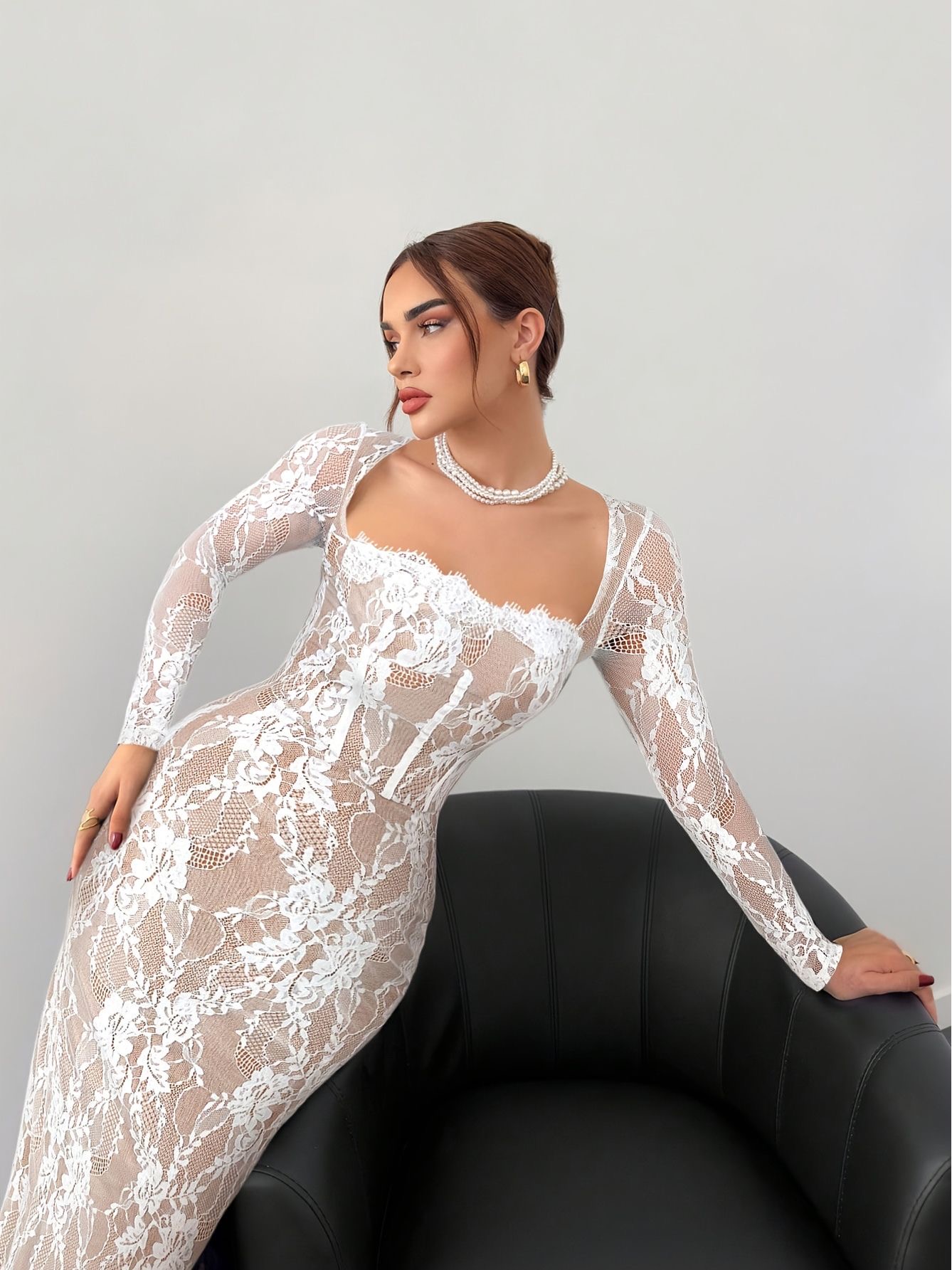 Elegant White Lace Dress