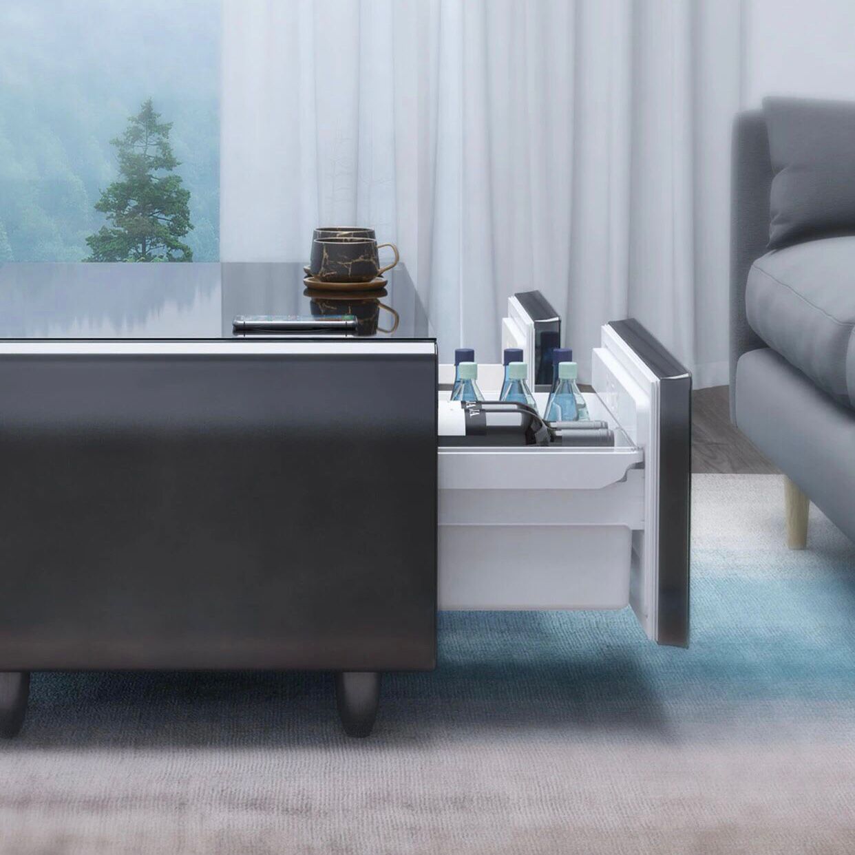 Smart Coffee Table with Built-in Refrigerator