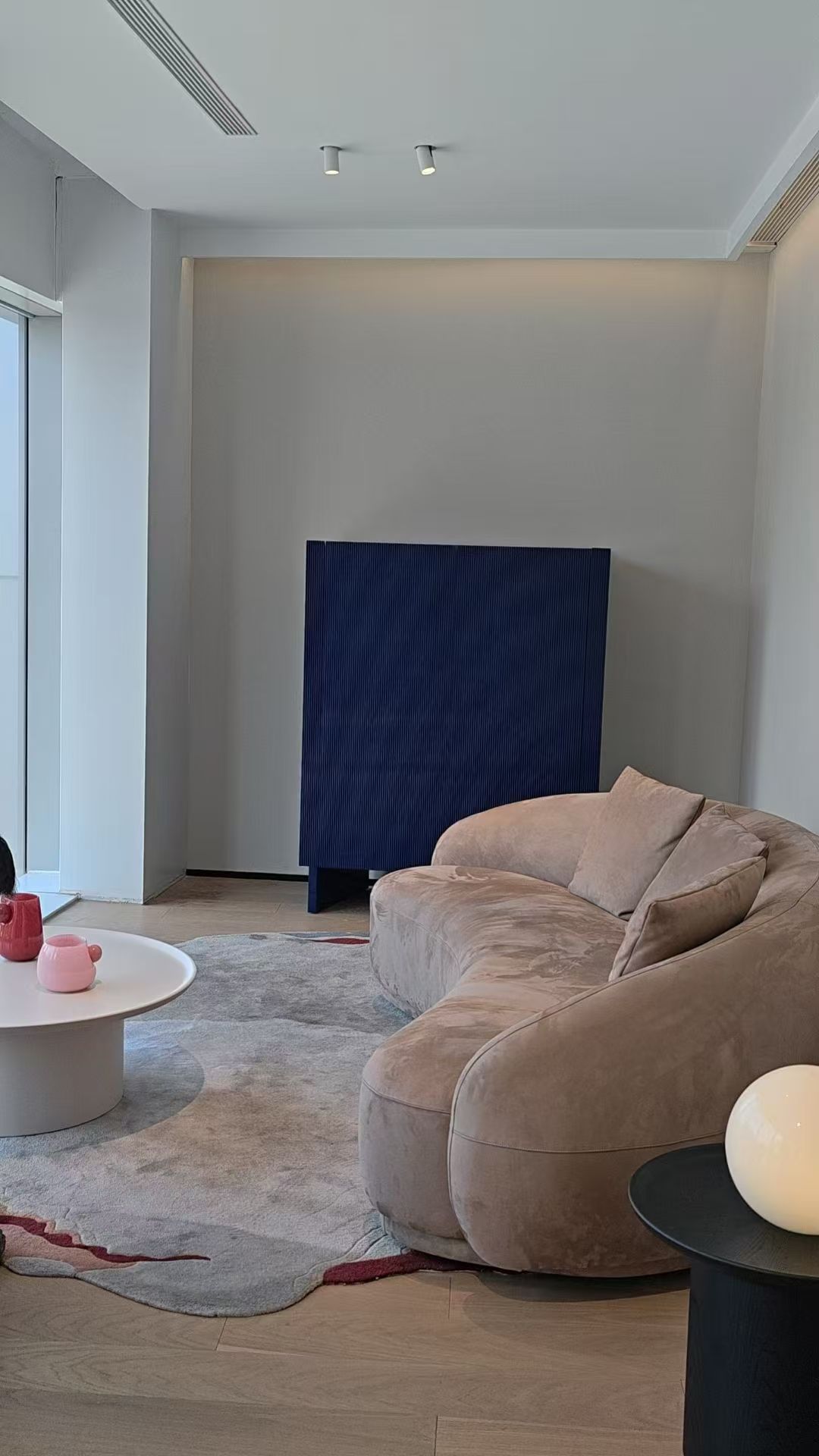 Contemporary Beige Curved Sofa