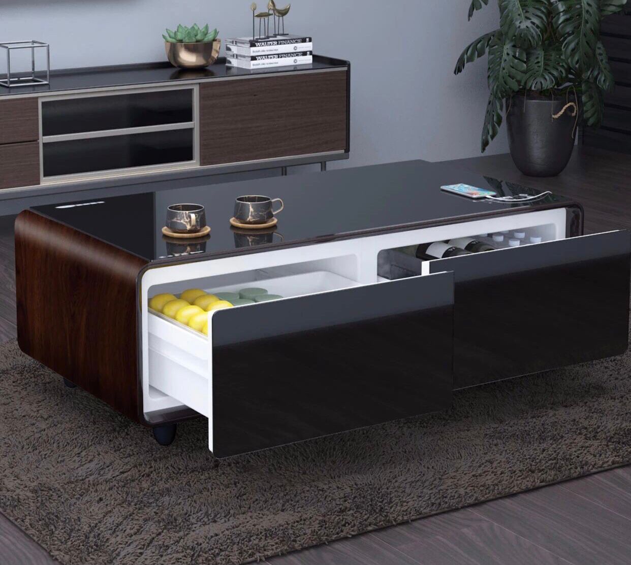 Smart Coffee Table with Built-in Refrigerator