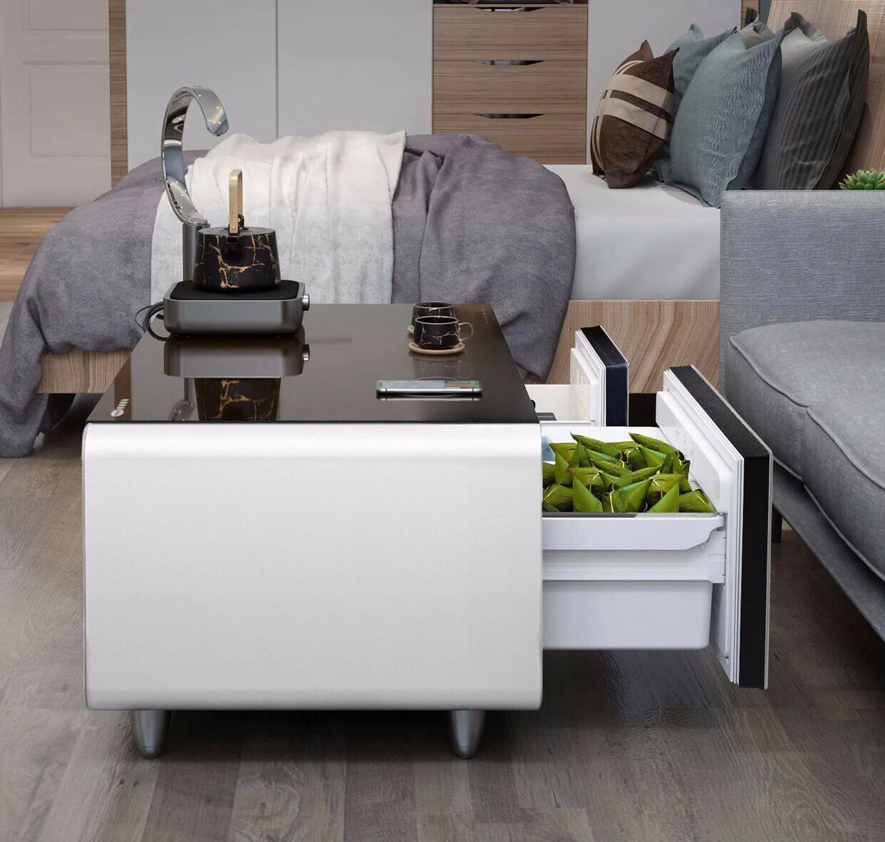 Smart Coffee Table with Built-in Refrigerator