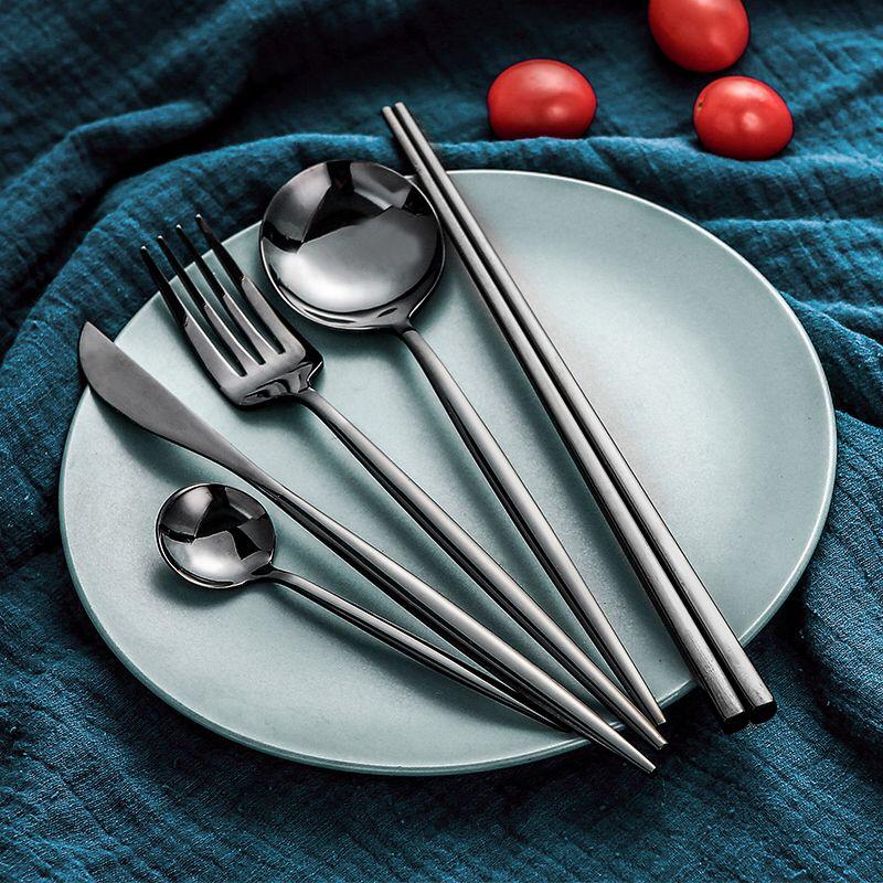 Elegant Black Stainless Steel Cutlery Set