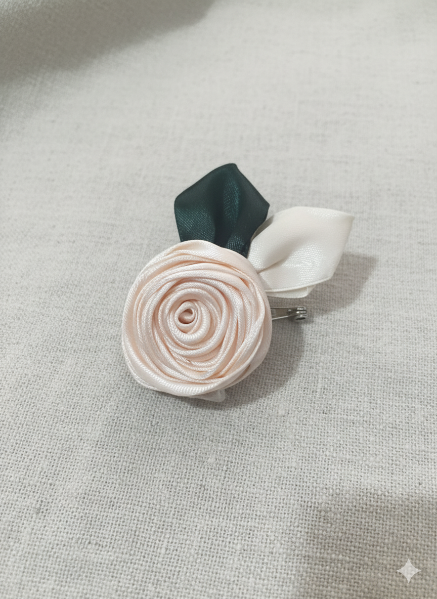 Unique classy Big Rose designed piece with leaf look made with satin material perfect for hair ties