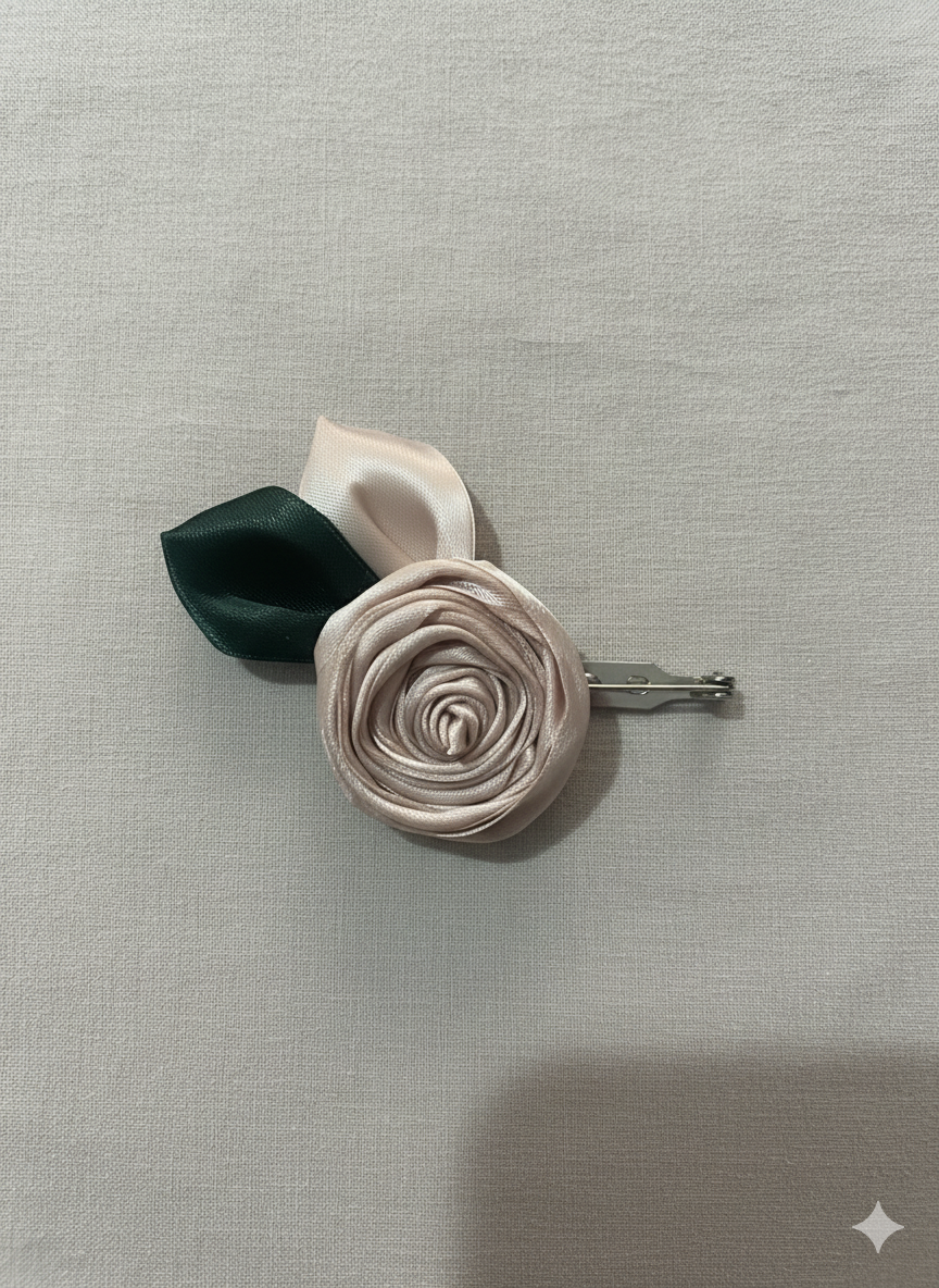 Unique classy Big Rose designed piece with leaf look made with satin material perfect for hair ties