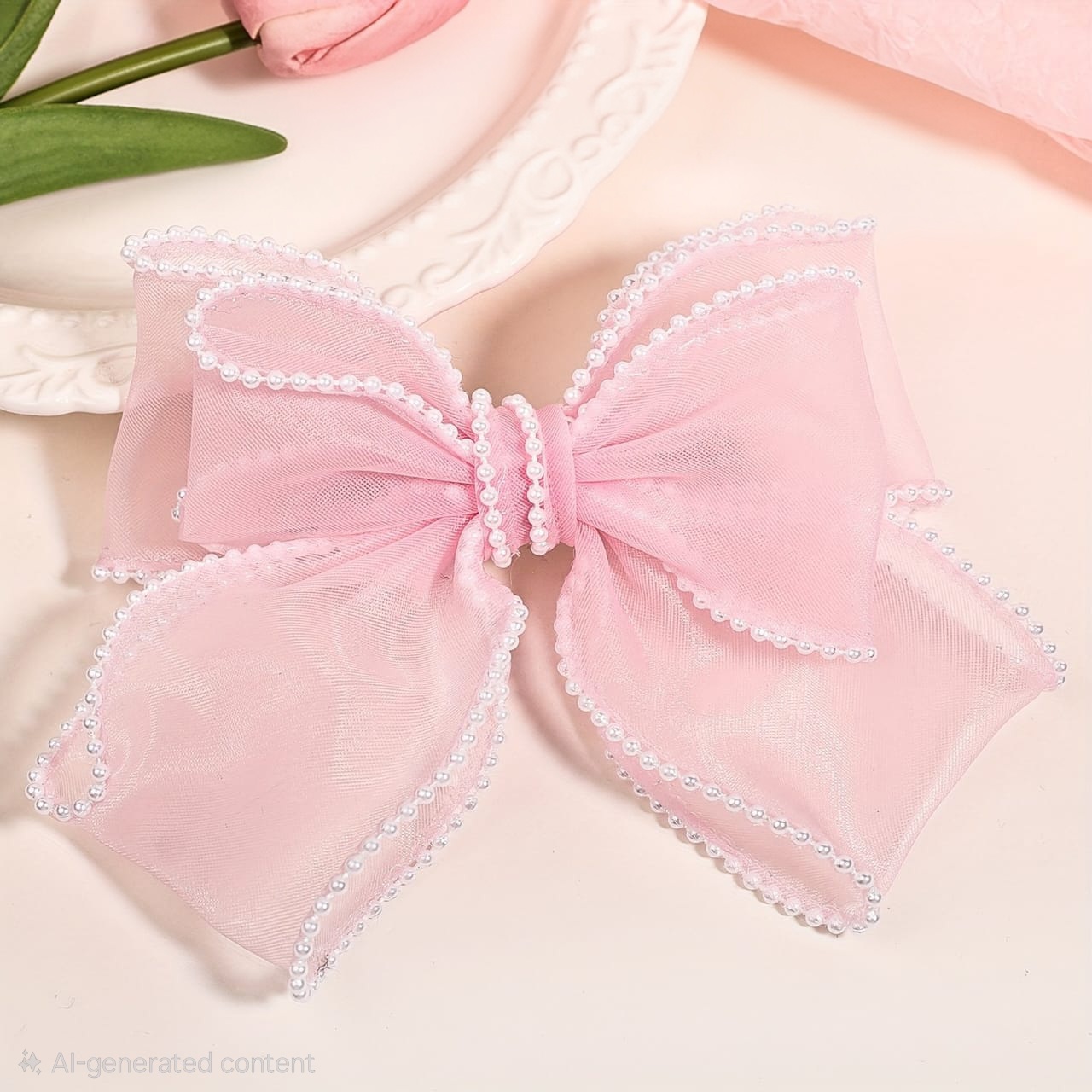 •Beautiful organza double head and folded tail with elegant Pearl finish and classy look