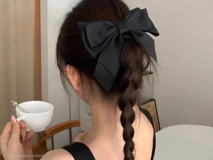 Big double head Korean hair Bow with sleek look made with satin material!