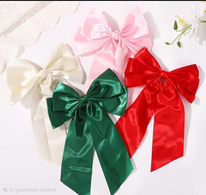 Elegant Satin Double head and long tail Hair Bow For perfect Day today looks