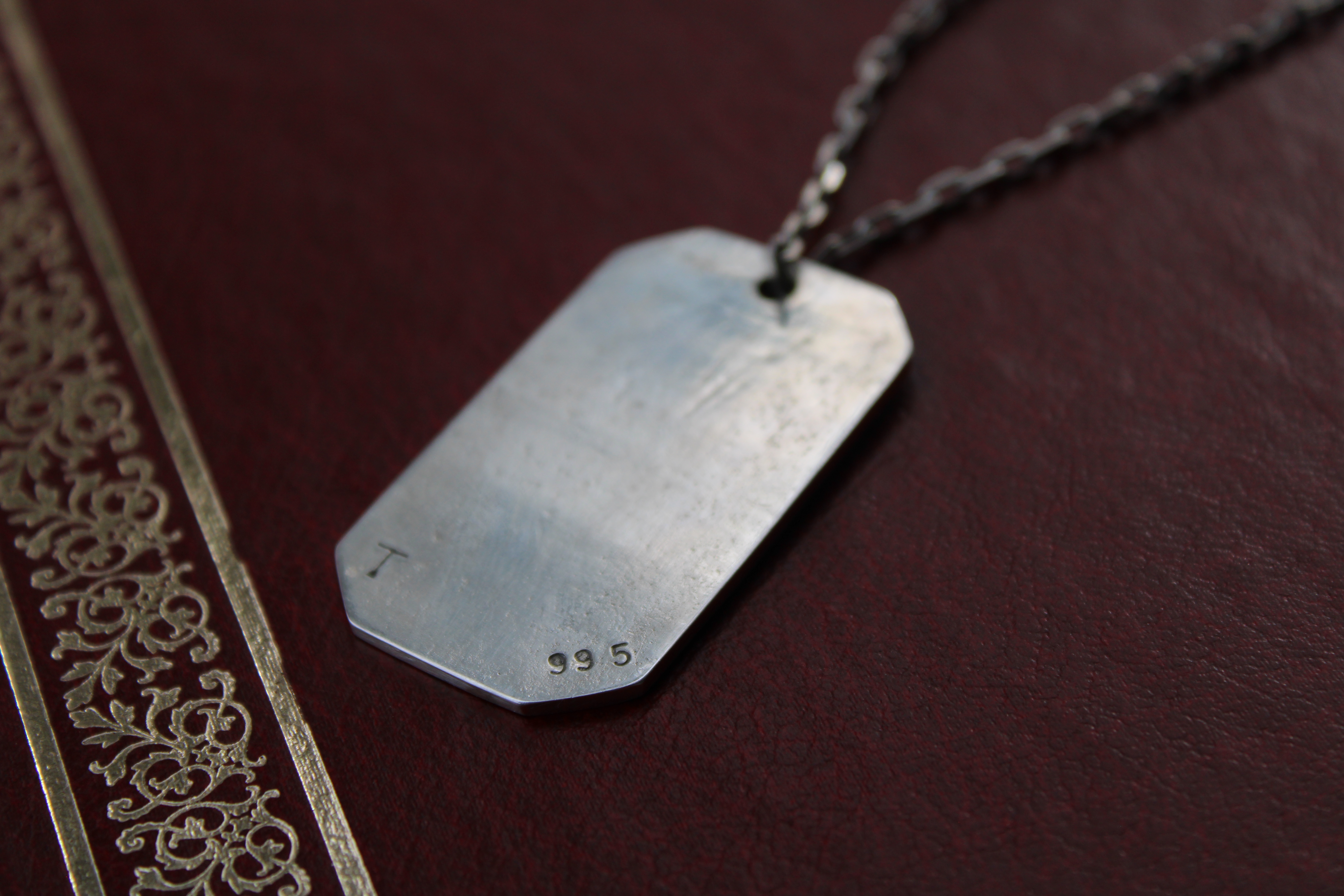 Army tag pendant on pure silver 999.5