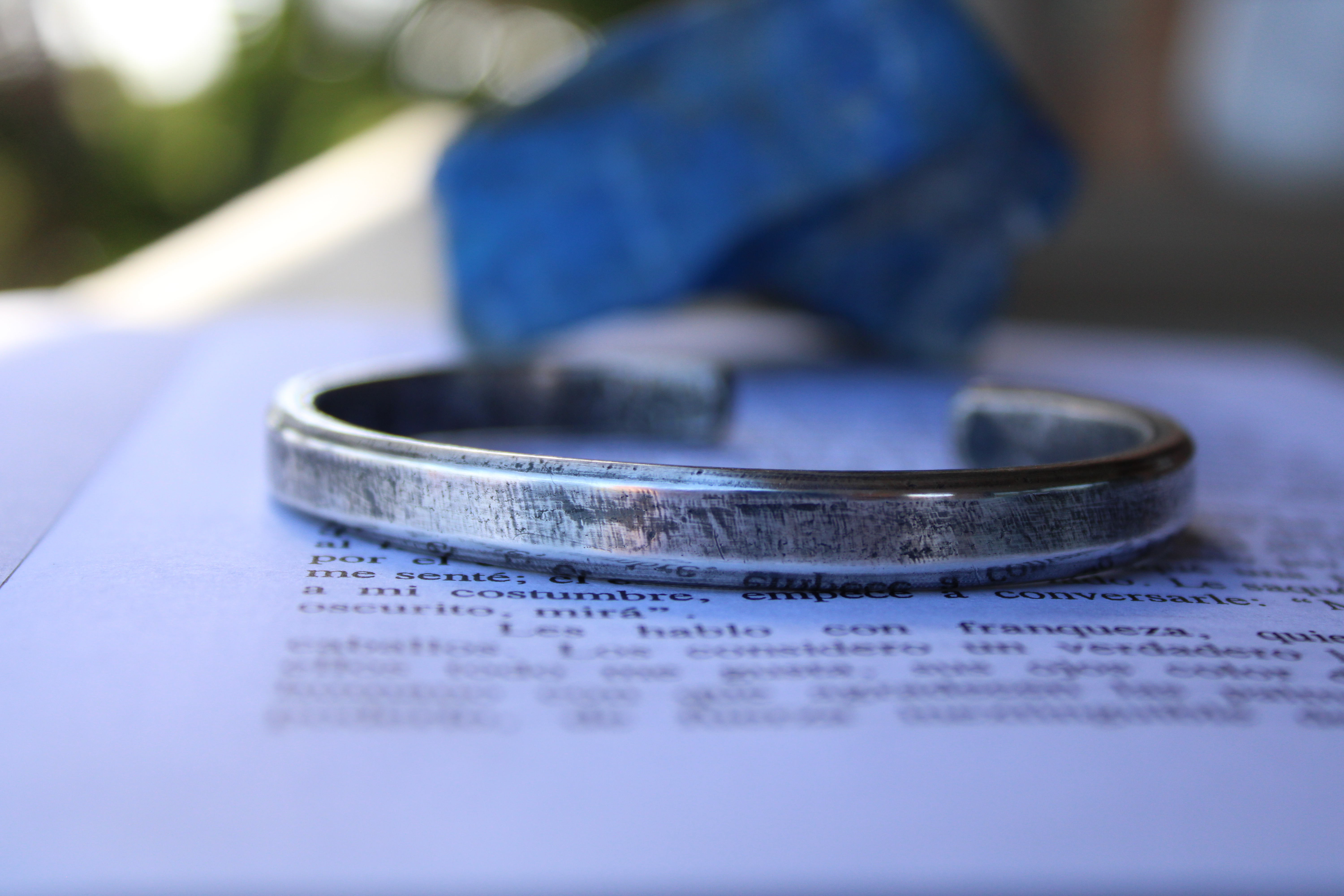 Handmade viking heavy cuff on pure silver 999.5