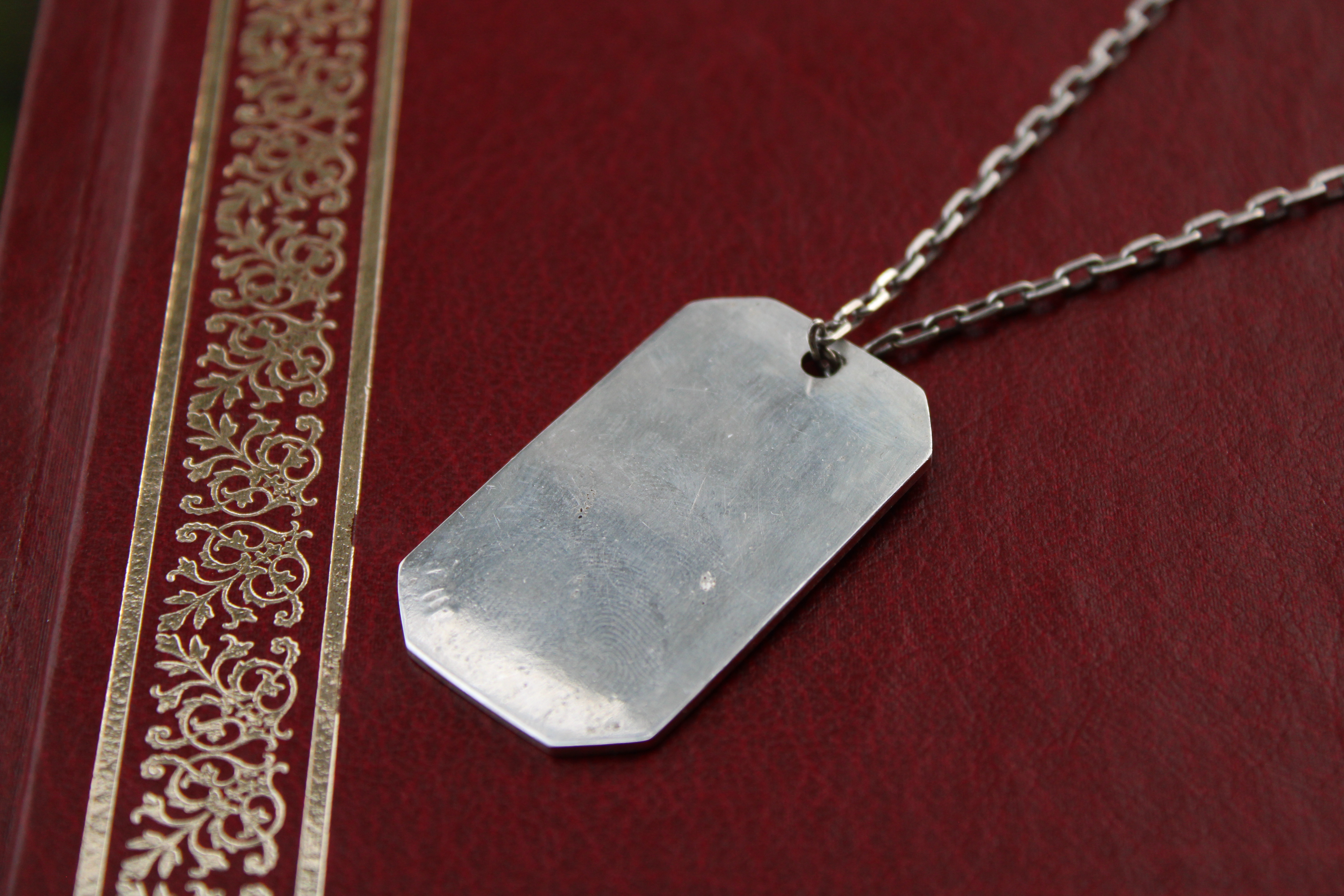 Army tag pendant on pure silver 999.5