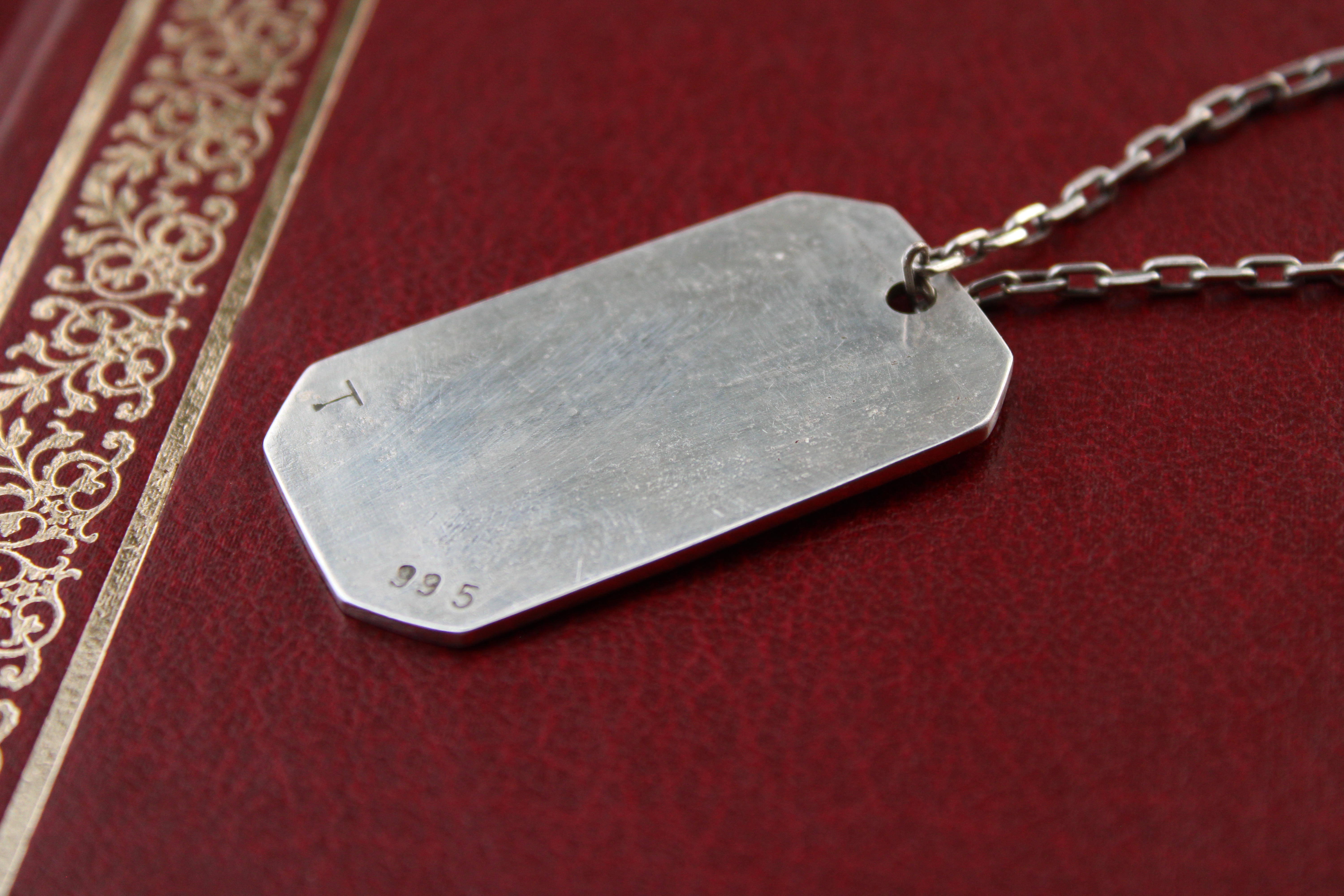 Army tag pendant on pure silver 999.5