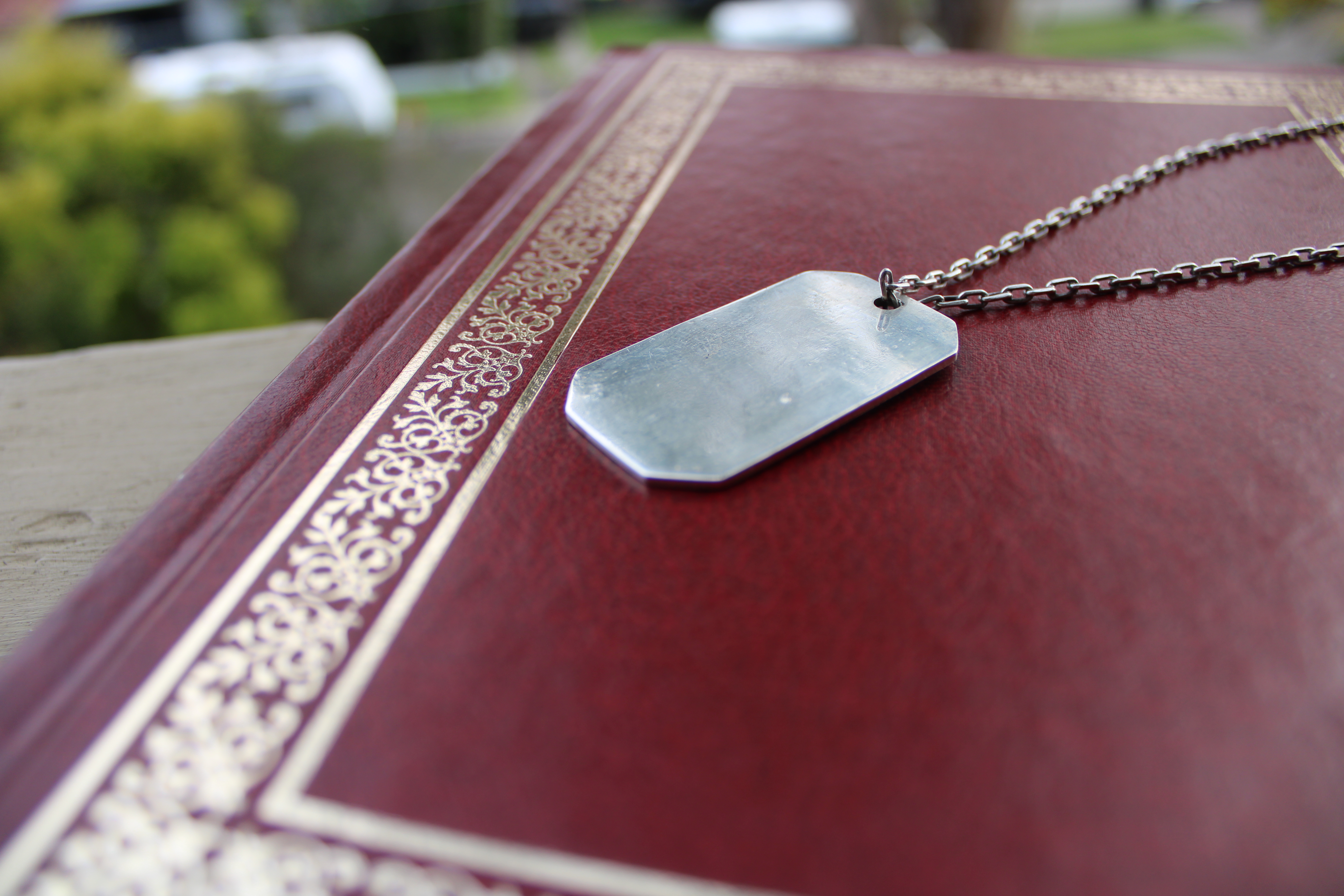 Army tag pendant on pure silver 999.5