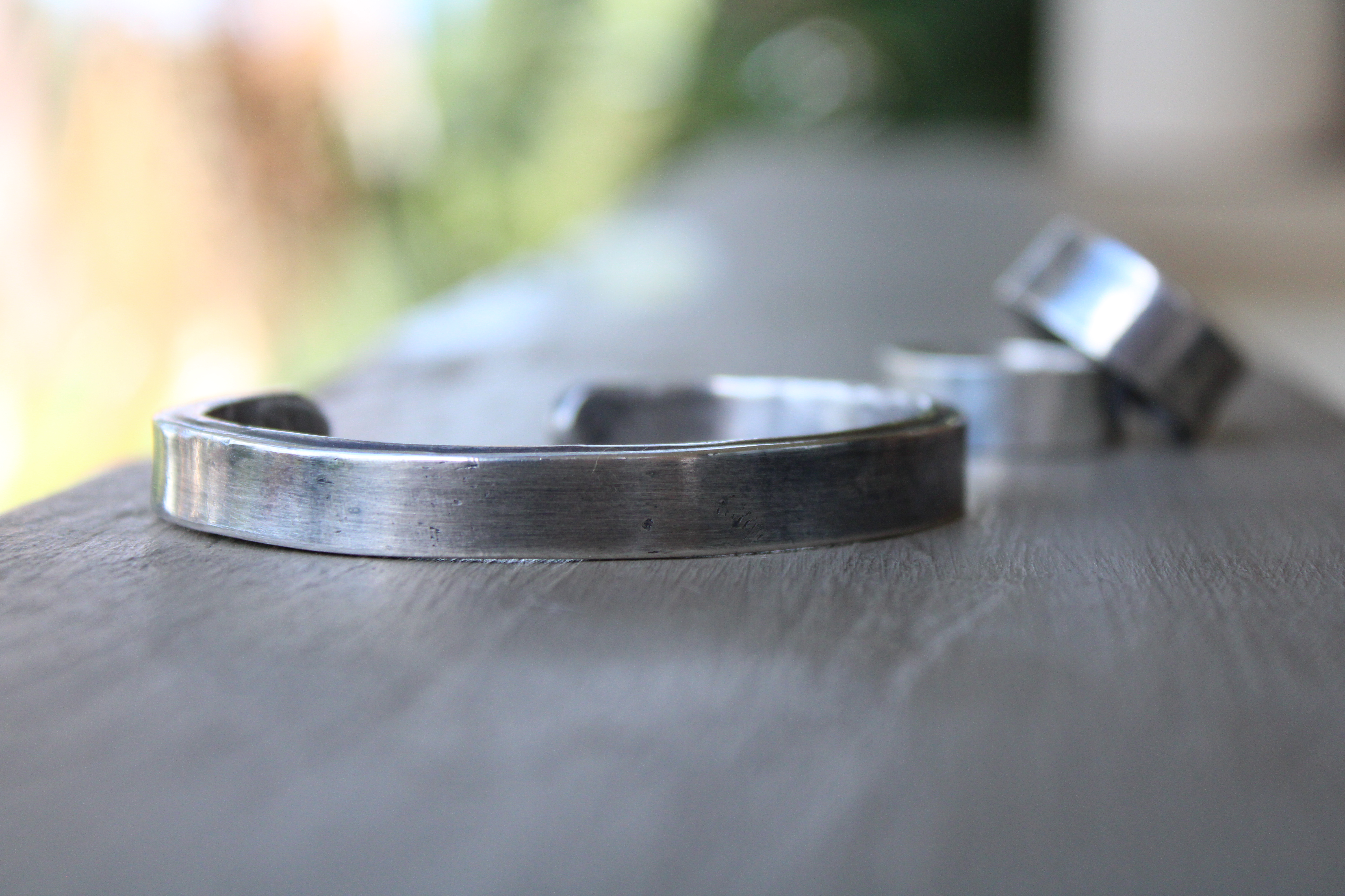 Heavy handmade cuff on pure silver 999.5