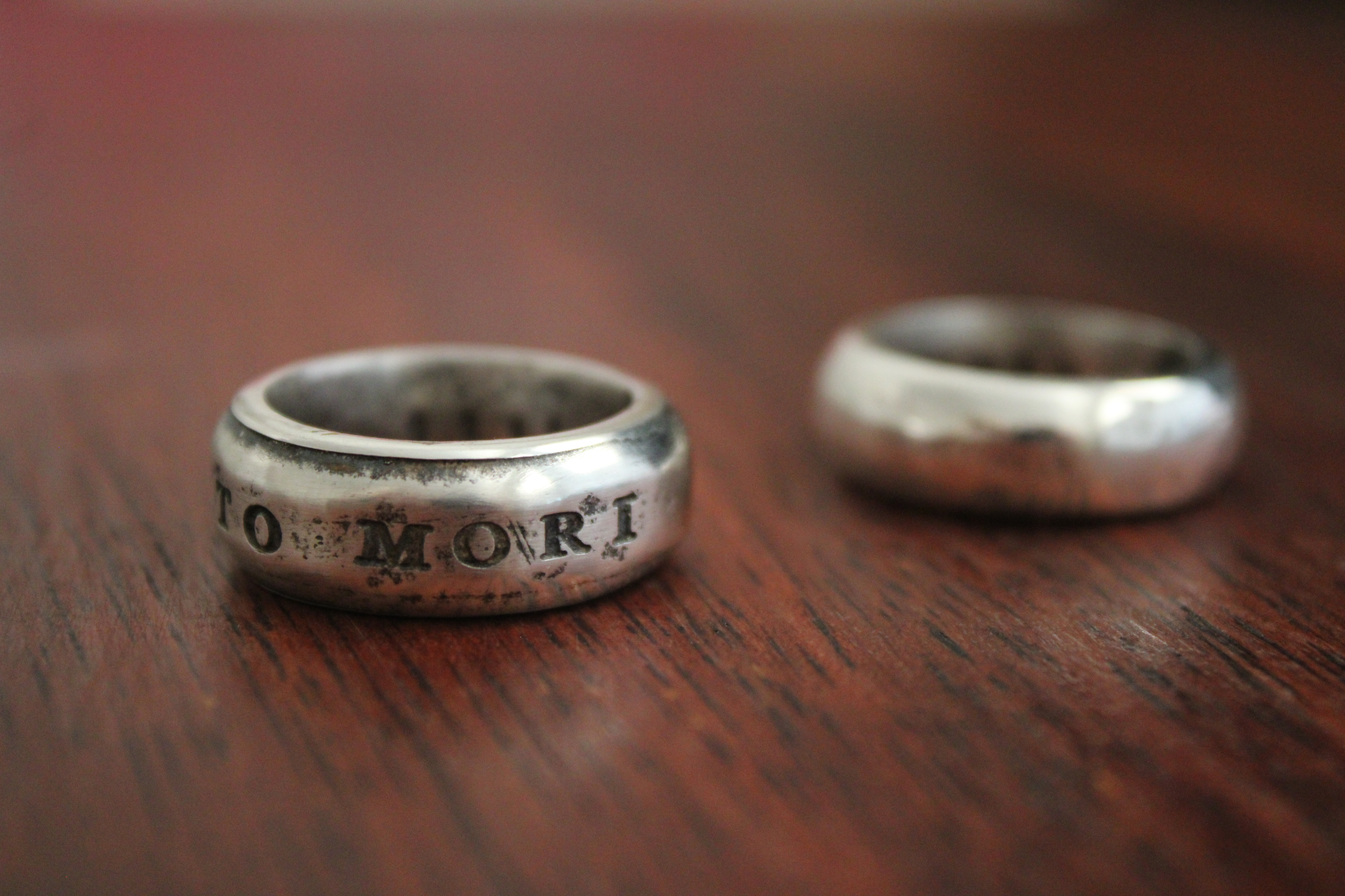 Memento Mori handmade ring on pure silver 999.5