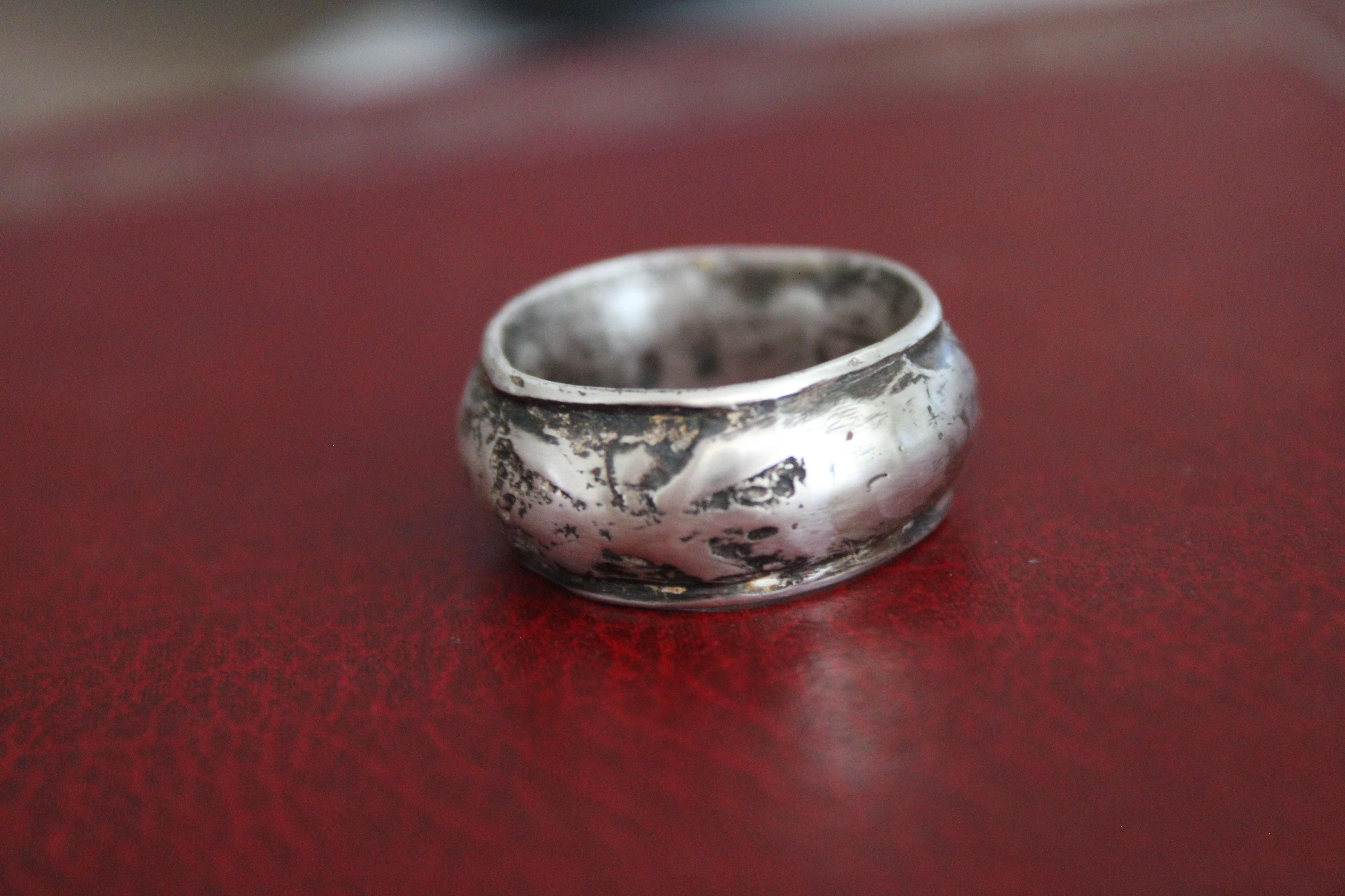 Viking heavy ring band on pure silver 999.5