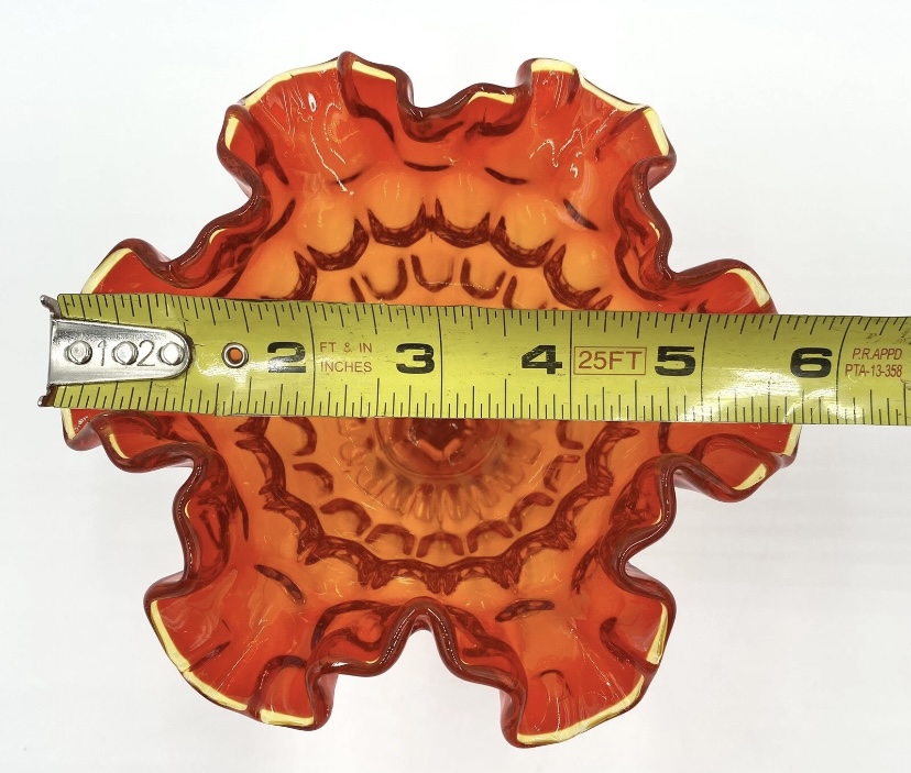 Vintage Orange and Red Compote 6 x 5 inches.