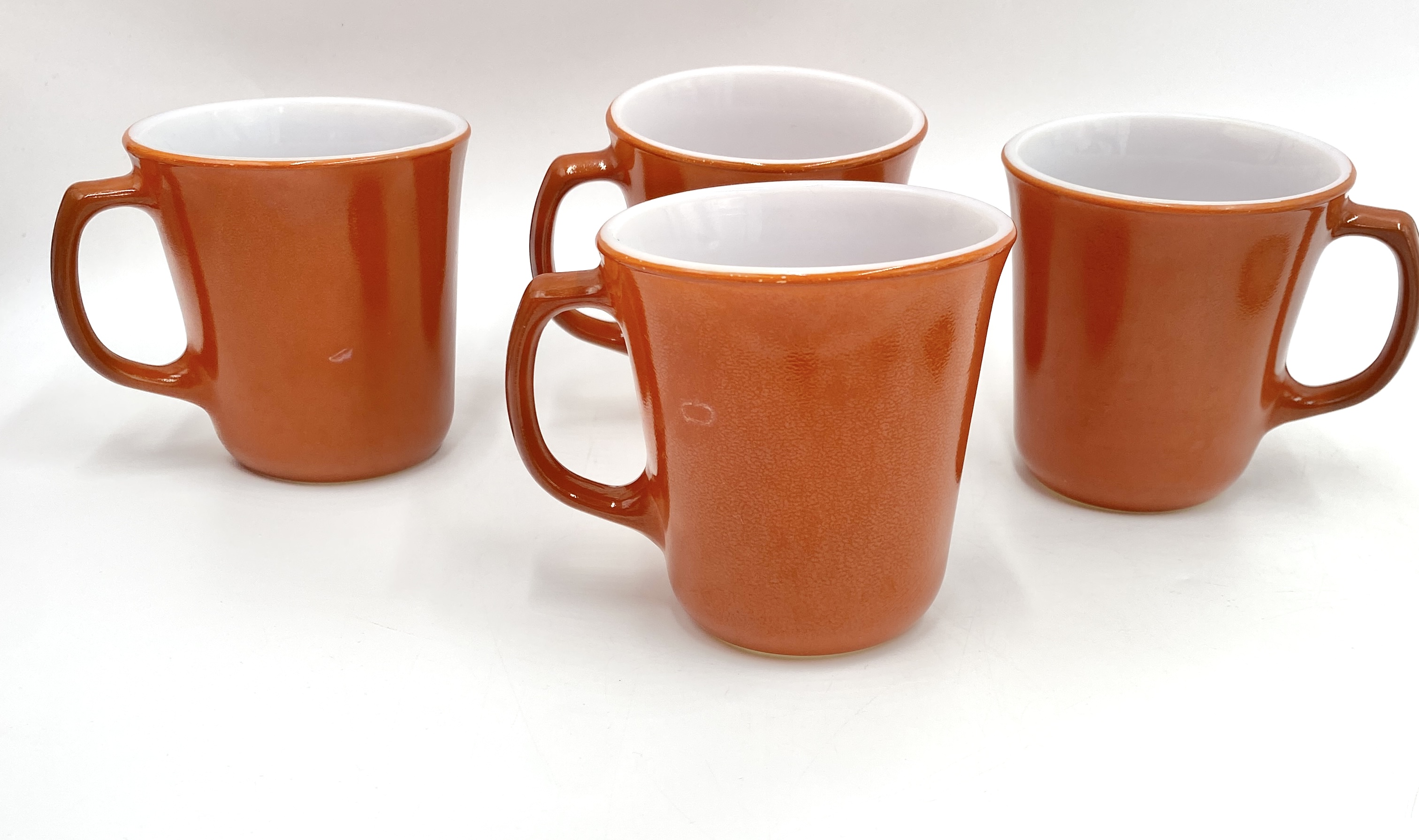 Vintage Corningware Orange Milk Glass 8oz Coffee Mugs Set of 4 