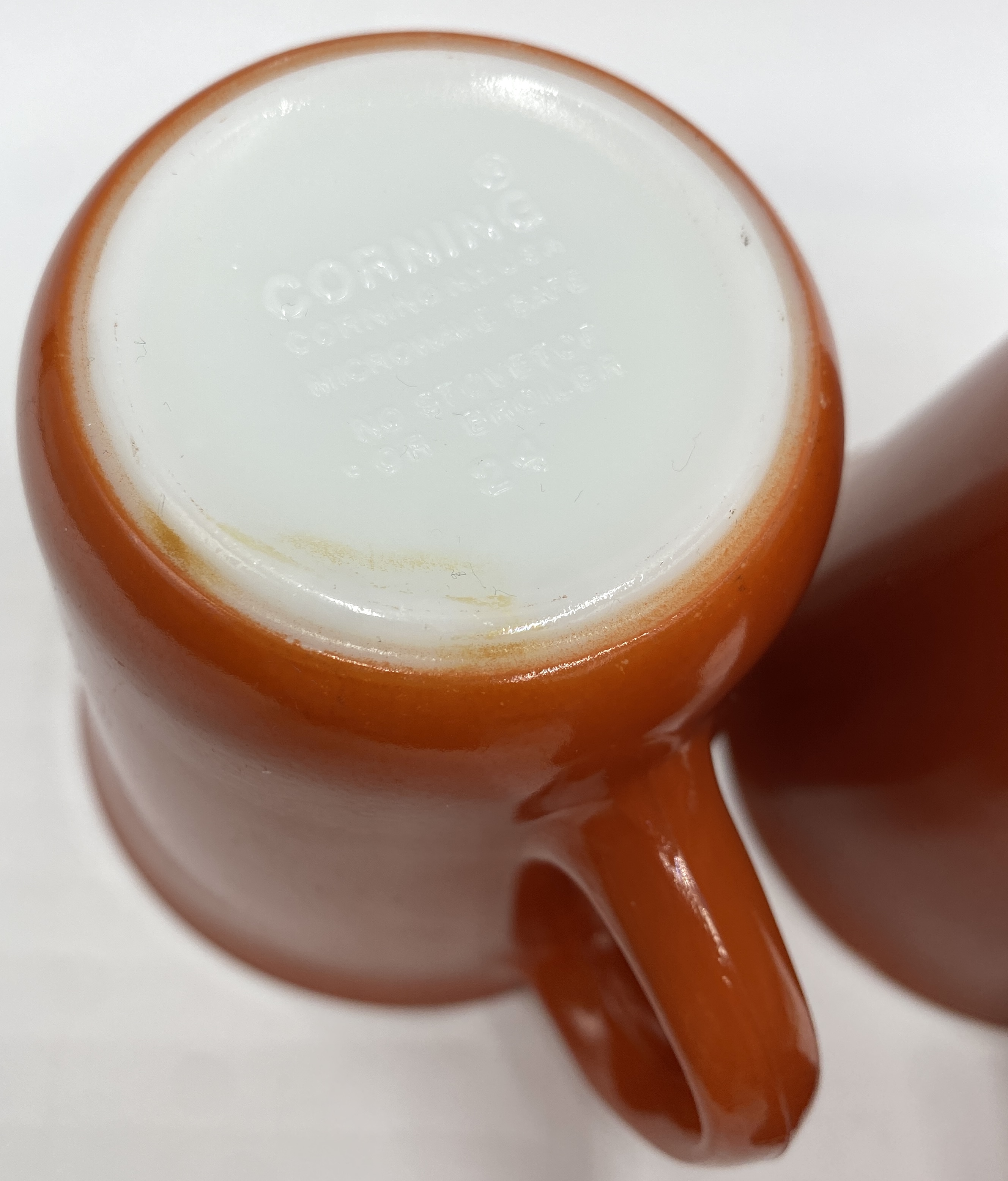 Vintage Corningware Orange Milk Glass 8oz Coffee Mugs Set of 4 