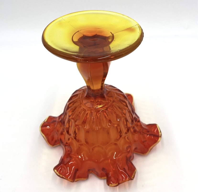 Vintage Orange and Red Compote 6 x 5 inches.