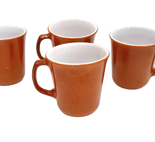 Vintage Corningware Orange Milk Glass 8oz Coffee Mugs Set of 4