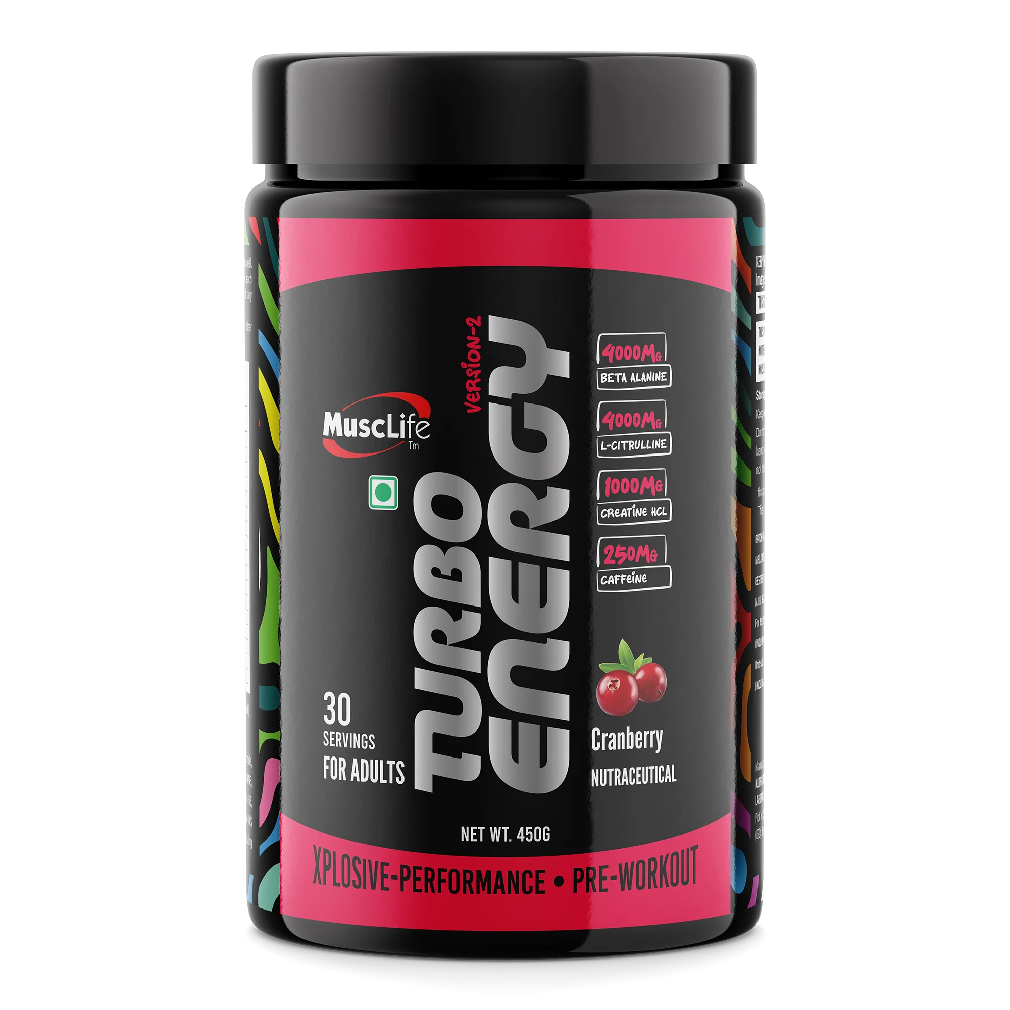 Musclife Turbo Energy Pre Workout  Cranberry