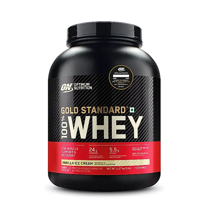 Gold Standard 100% Whey Protein Powder |  Vanilla Ice Cream | 5 lbs