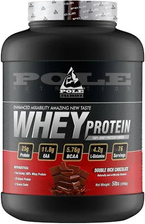  Pole Nutrition 100% Whey Protein - 2.26 Kg  (5 Lbs), Double Rich Chocolate