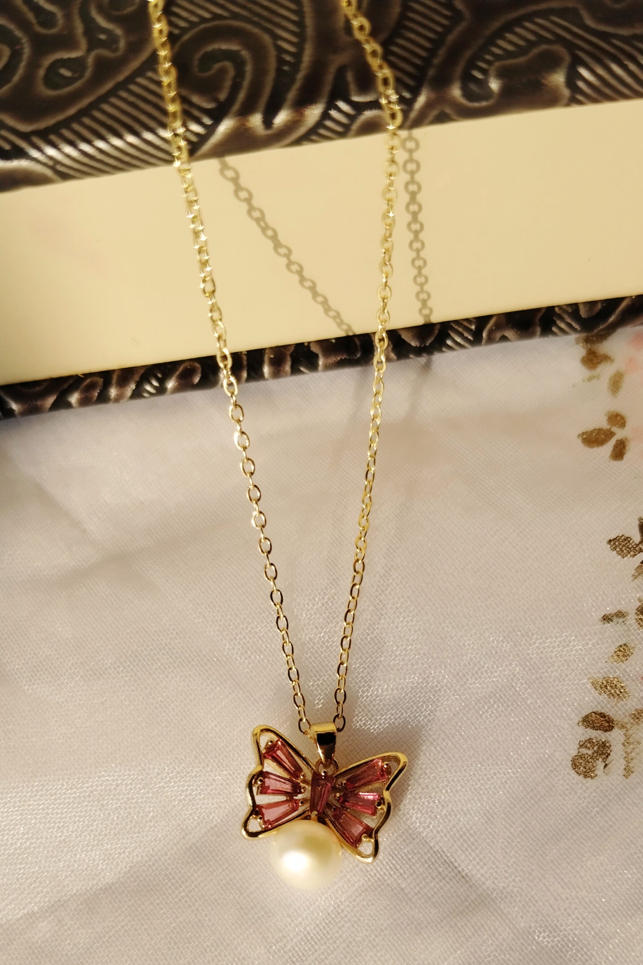 Stainless Steel Butterfly Pearl Chain Pendant
