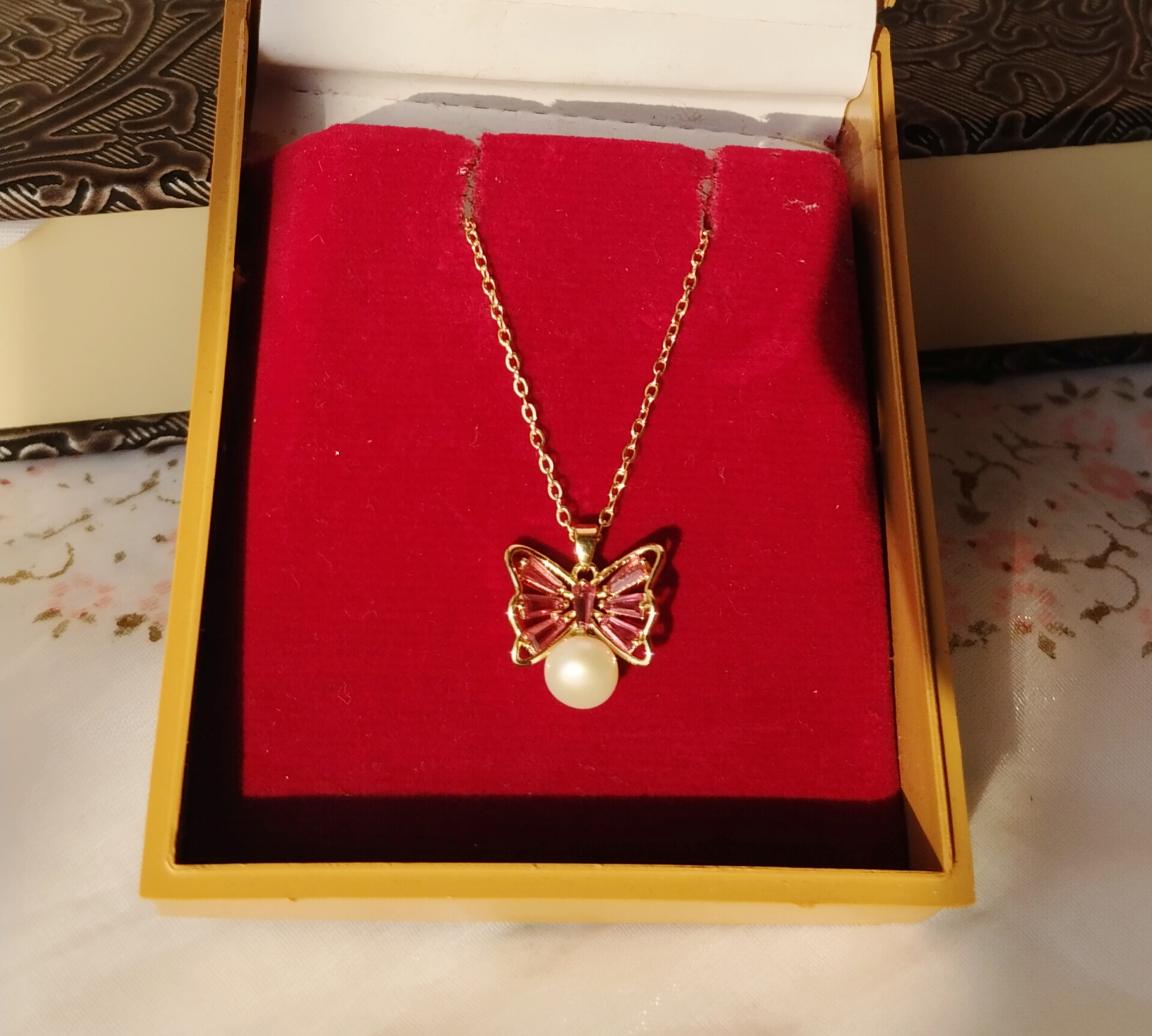 Stainless Steel Butterfly Pearl Chain Pendant