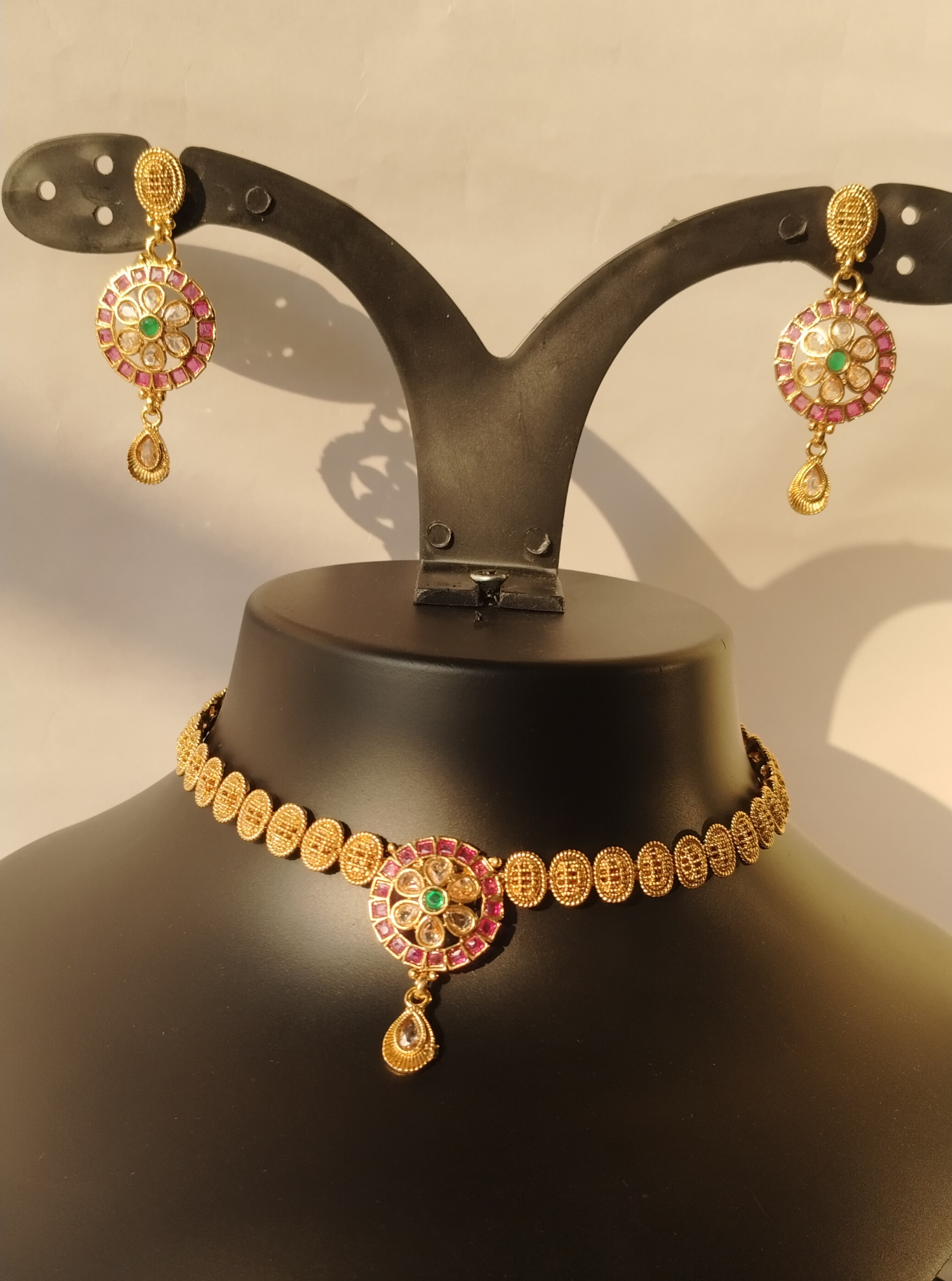 Traditional Kashu Mala Kerala Pattern Necklace Set