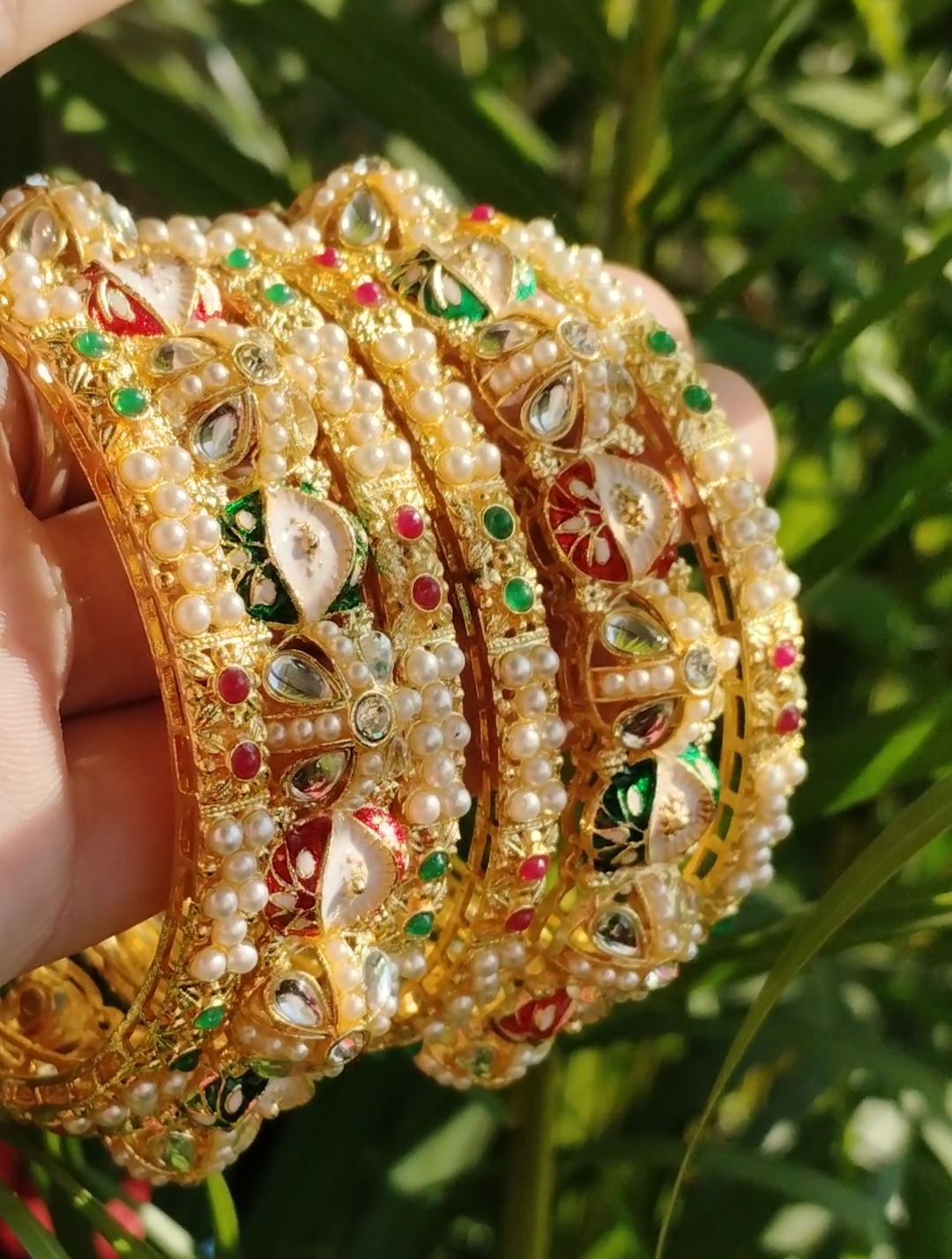 Meenakari Jadau Kundan Bangles