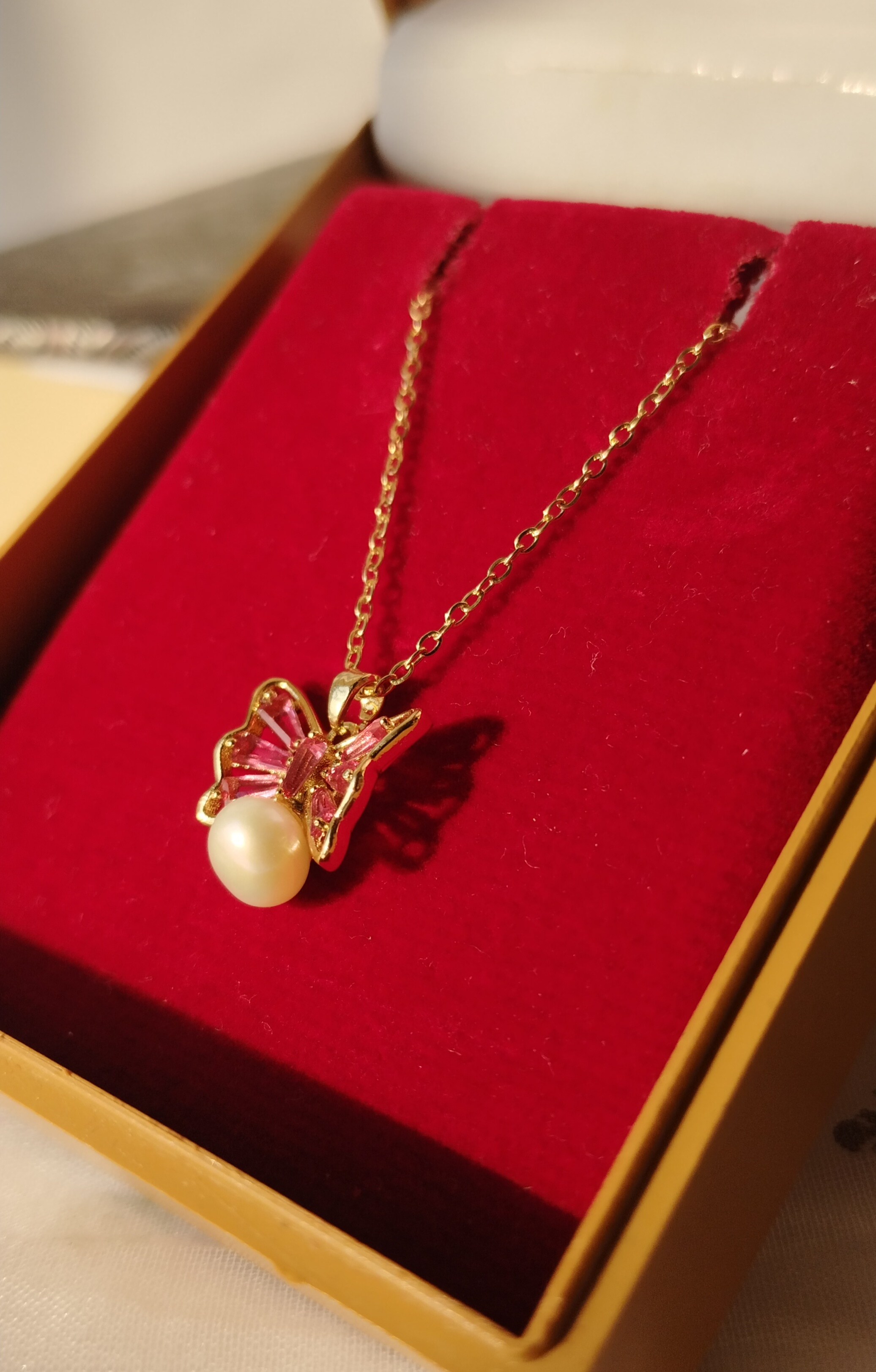 Stainless Steel Butterfly Pearl Chain Pendant