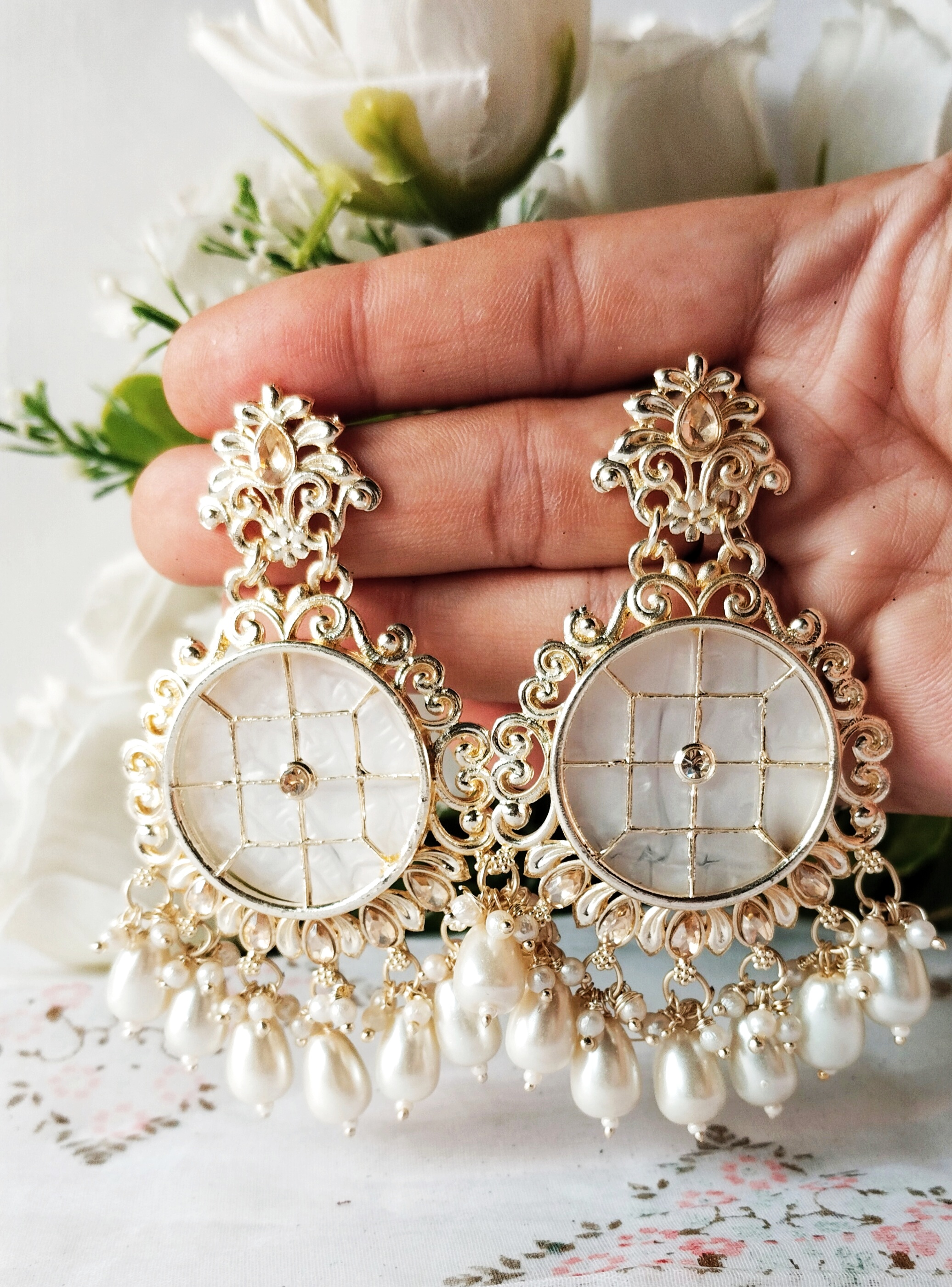 Mother of Pearl statement Earrings