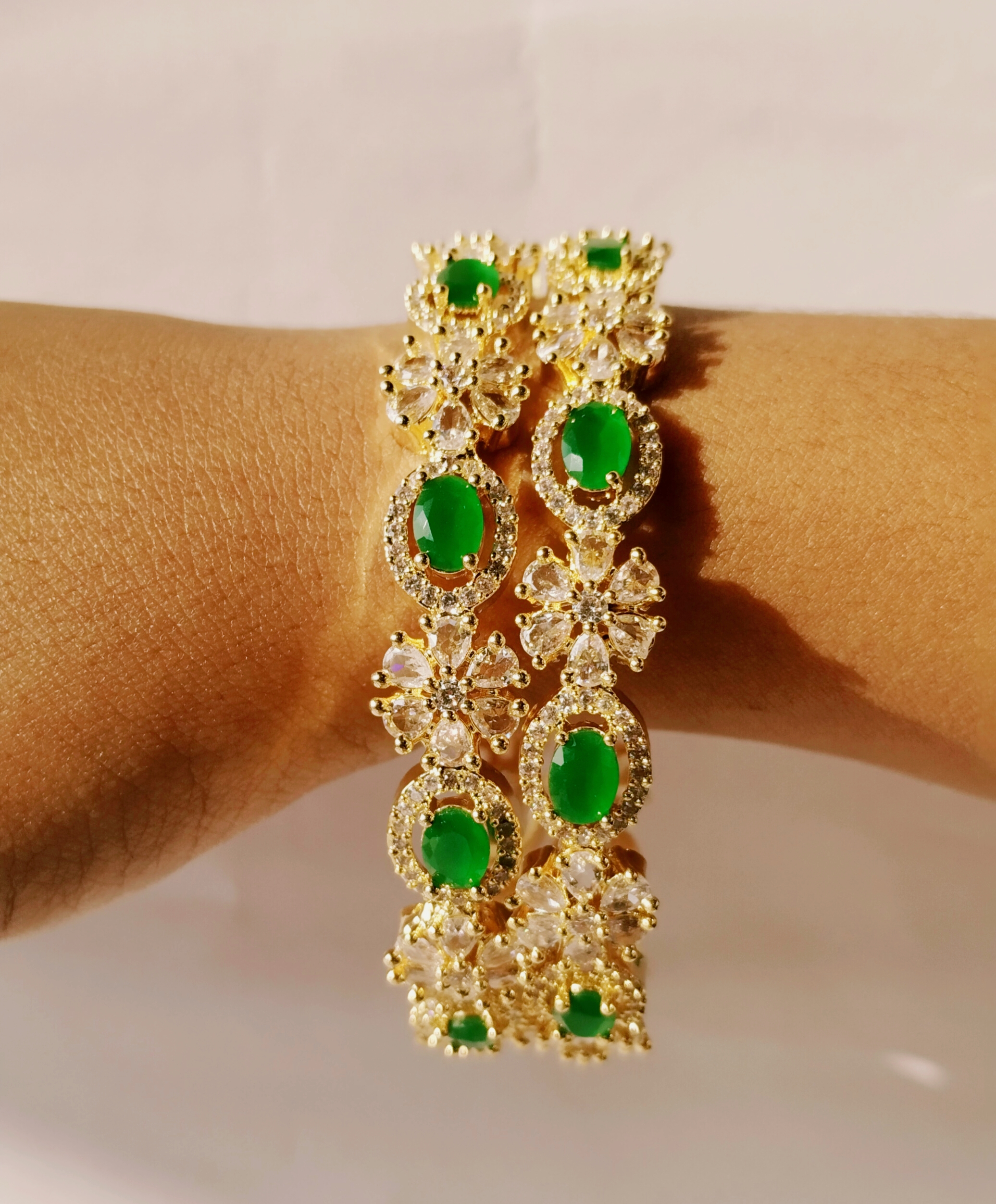 Original AD Bangels With Emraled Green stone