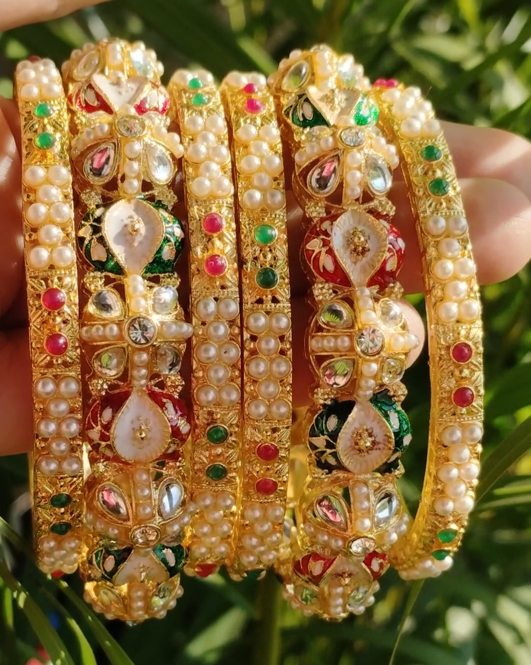Meenakari Jadau Kundan Bangles
