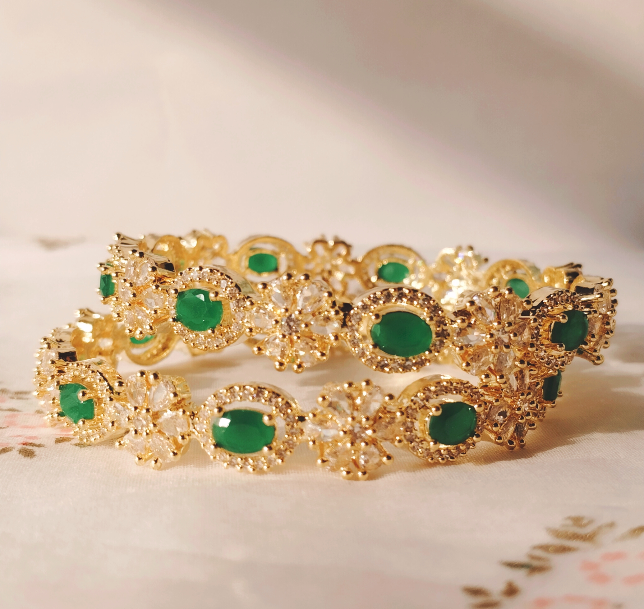 Original AD Bangels With Emraled Green stone