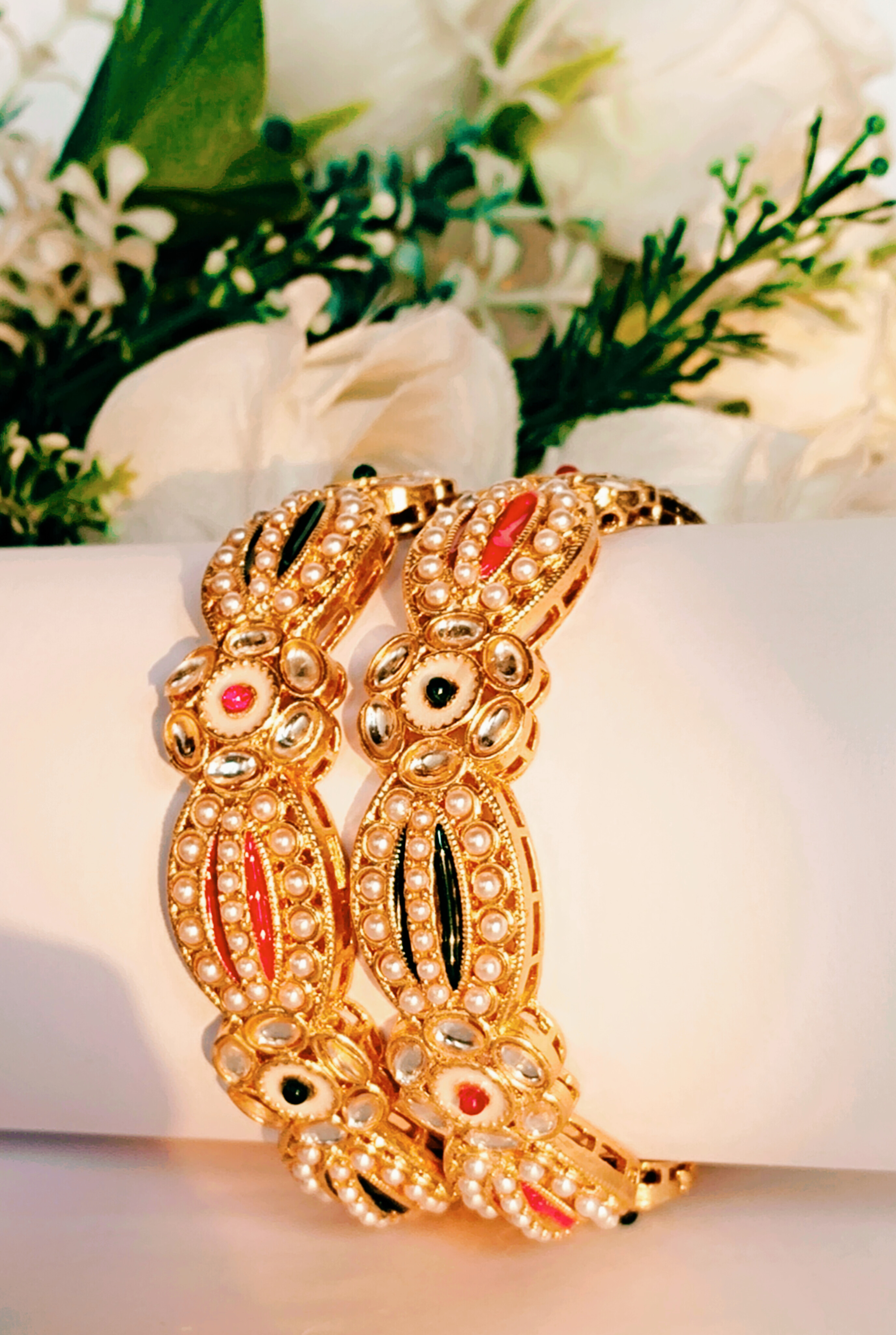 Maharashtrian Gold-Plated Moti Bangles