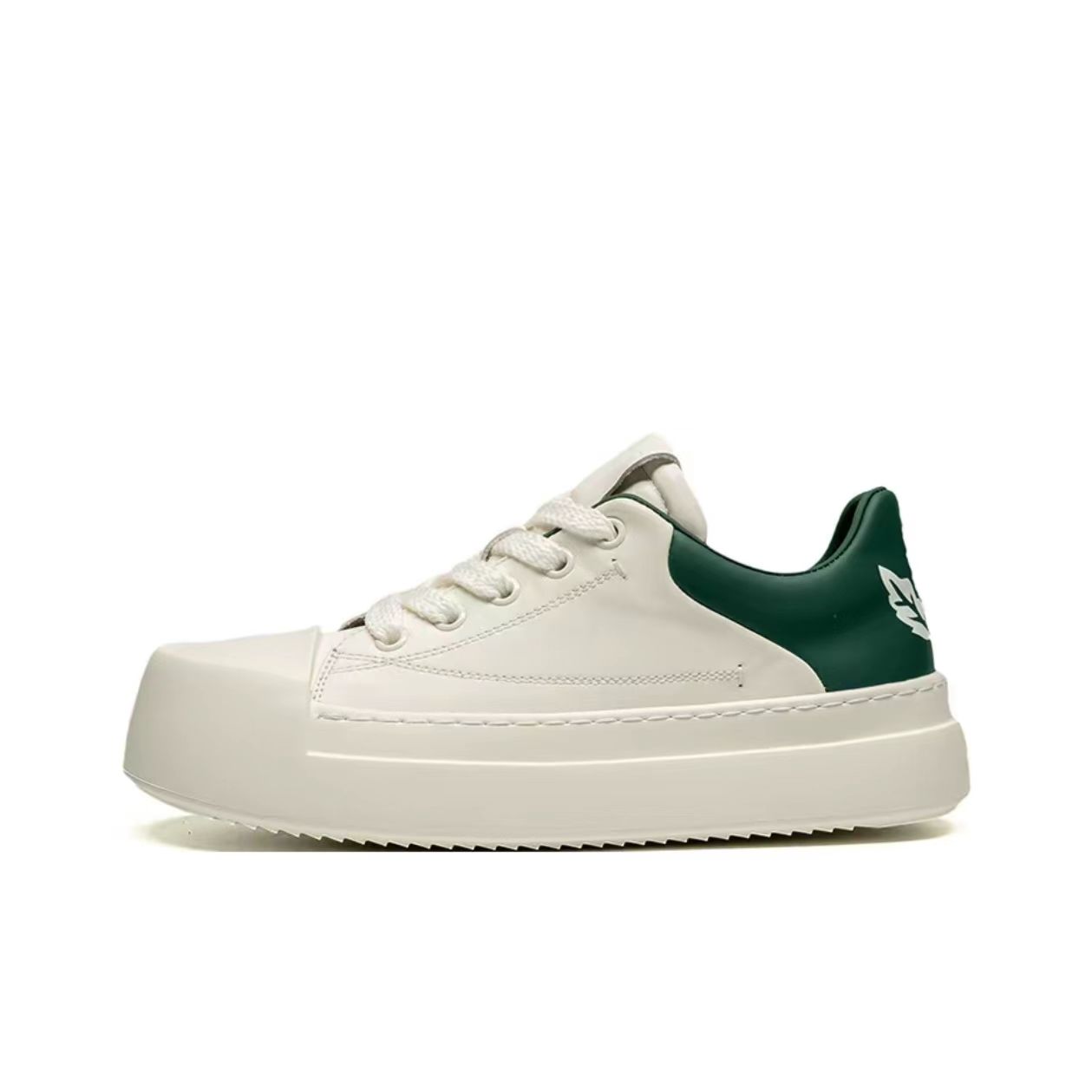 White and Green Platform Sneakers