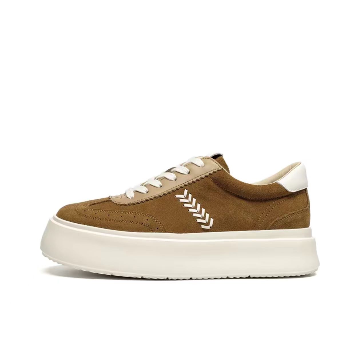 Brown suede platform sneaker