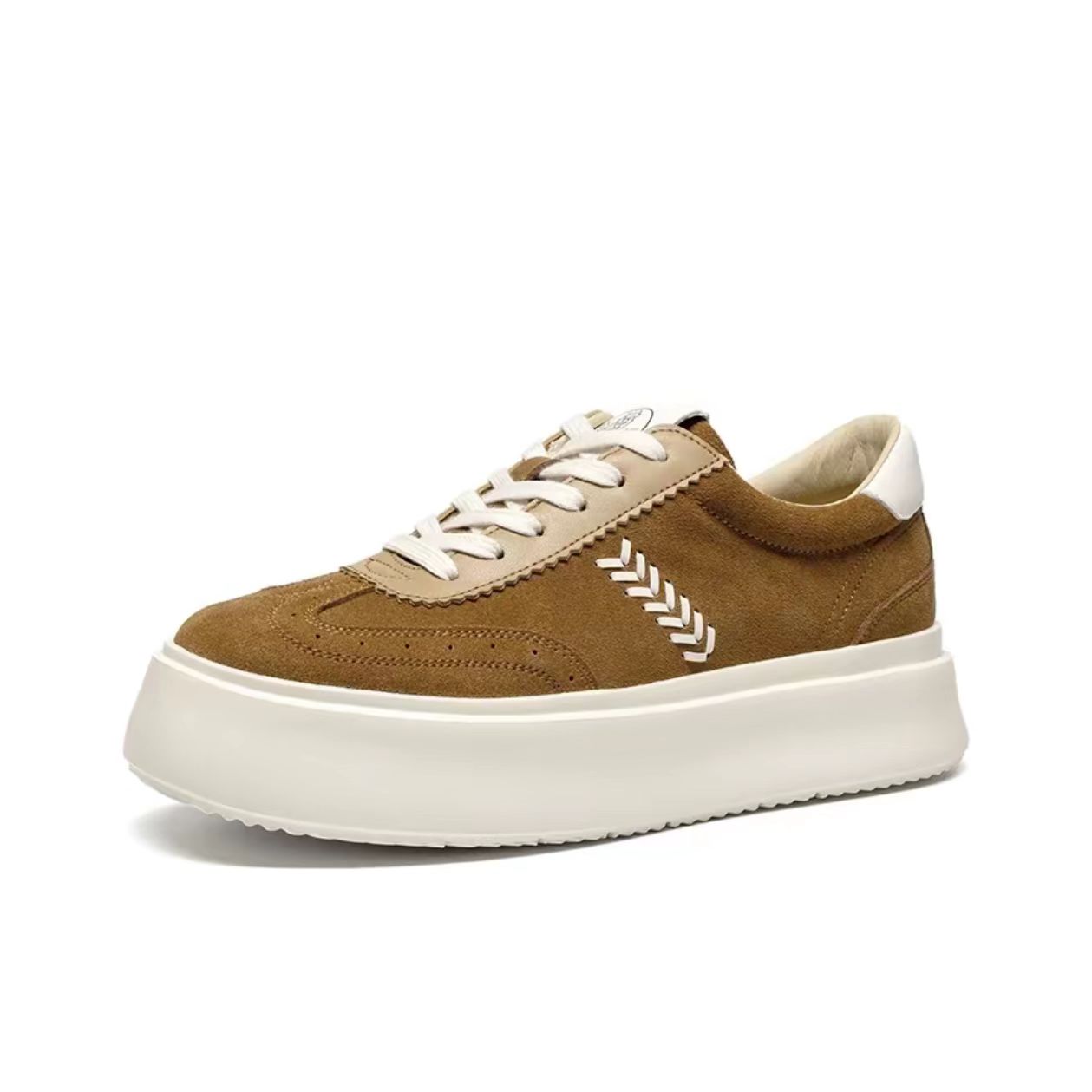 Brown suede platform sneaker