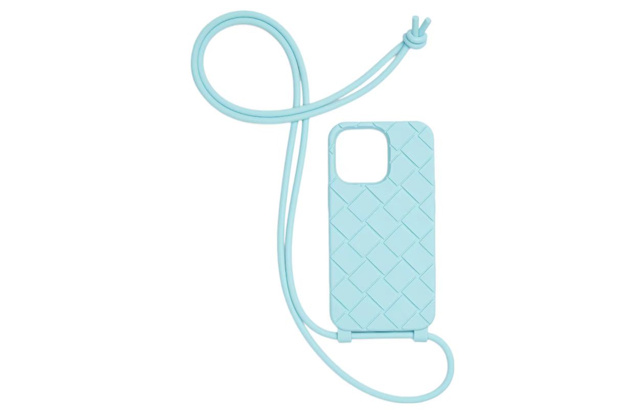 Light Blue Woven Phone Case with Lanyard