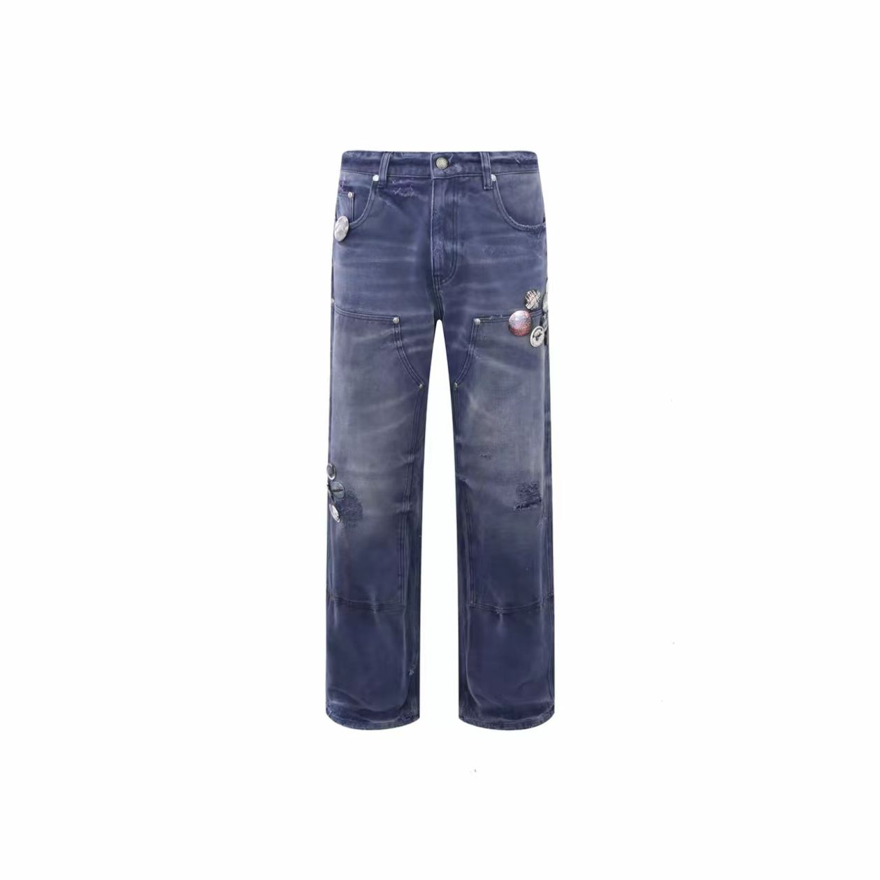 Embroidered Blue Denim Jeans